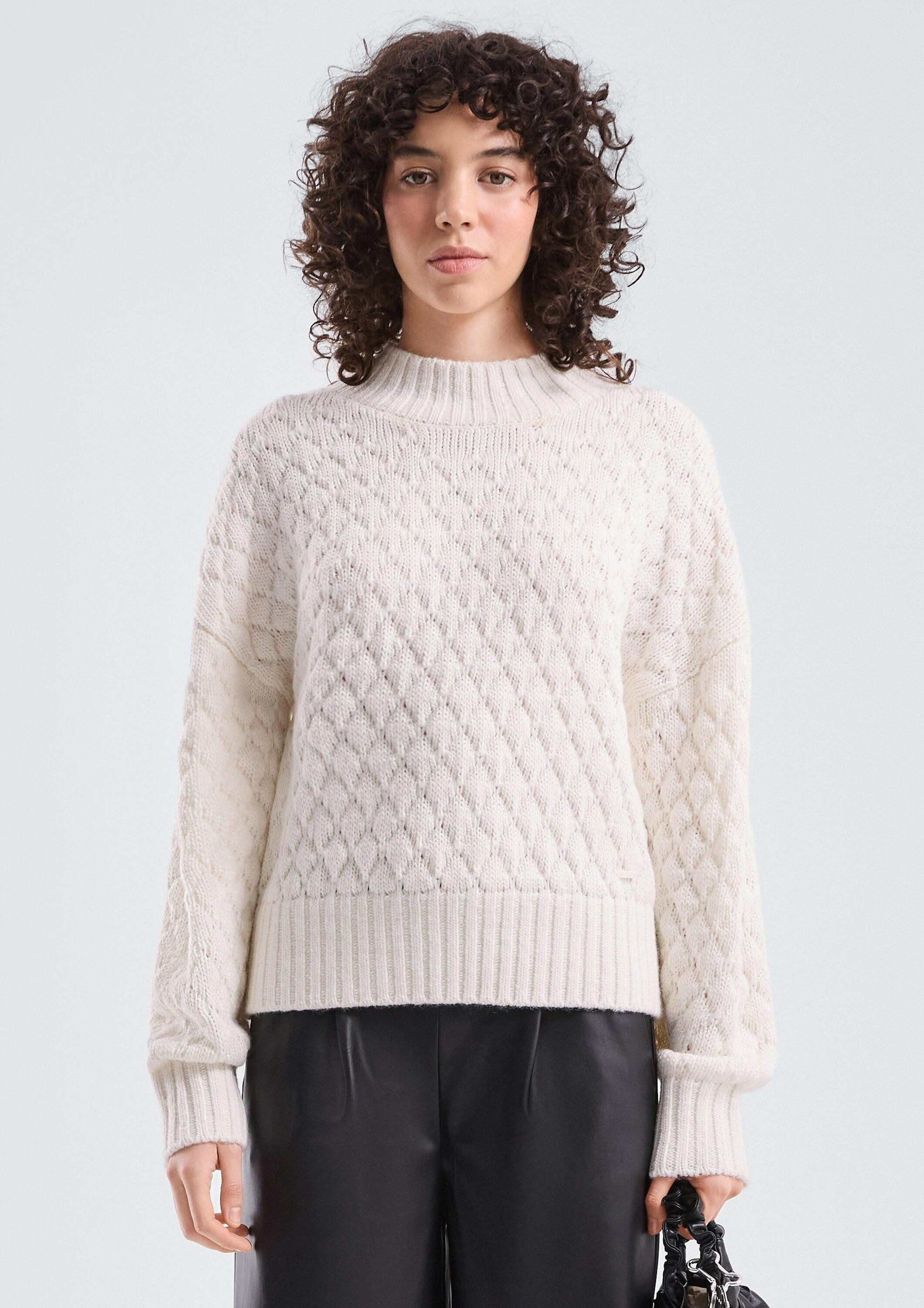 QS Longpullover Strickpullover Strukturierter Pullover