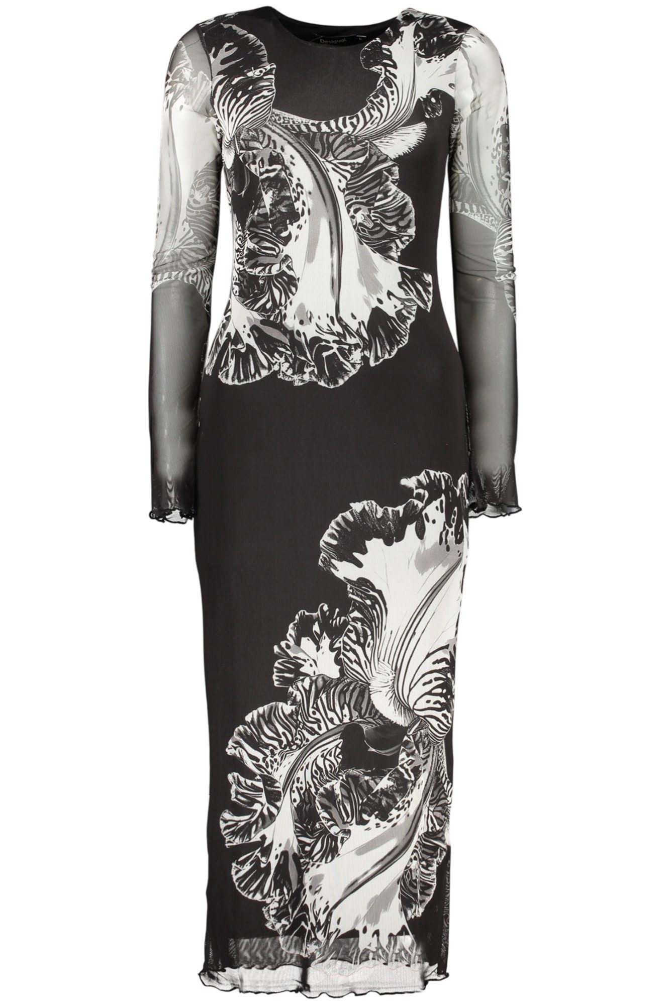 Desigual Partykleid Schwarzes Damenkleid mit Muster und langen Ärmeln entdecken