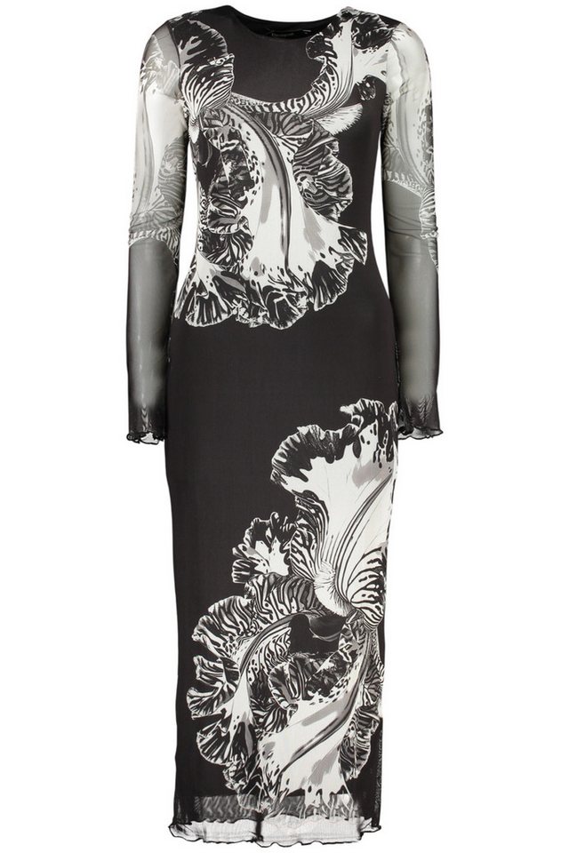 Desigual Partykleid Schwarzes Damenkleid mit Muster und langen Ärmeln entdecken