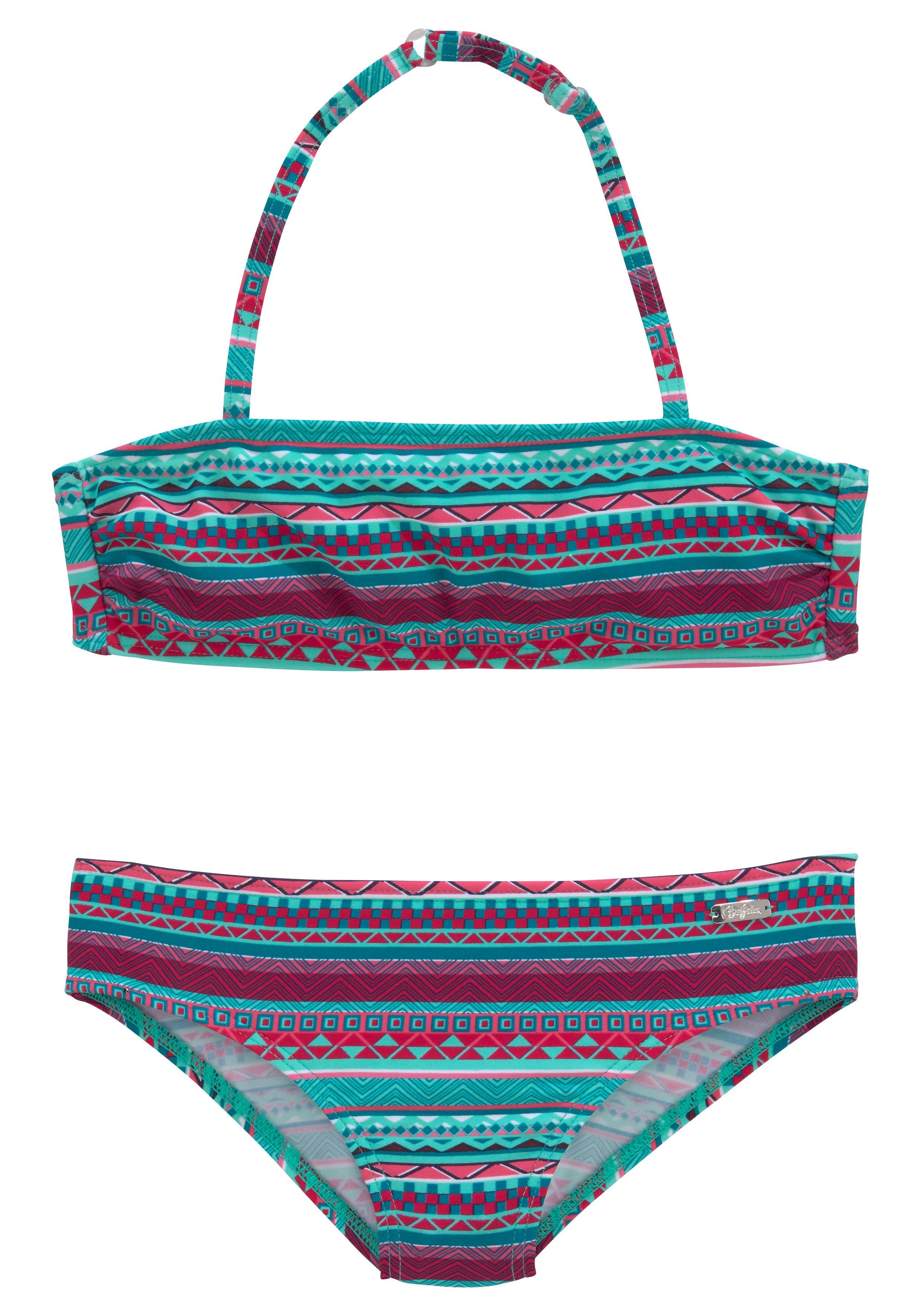 Buffalo Bandeau-Bikini Lux Kids mit abstraktem Druck türkis-gestreift