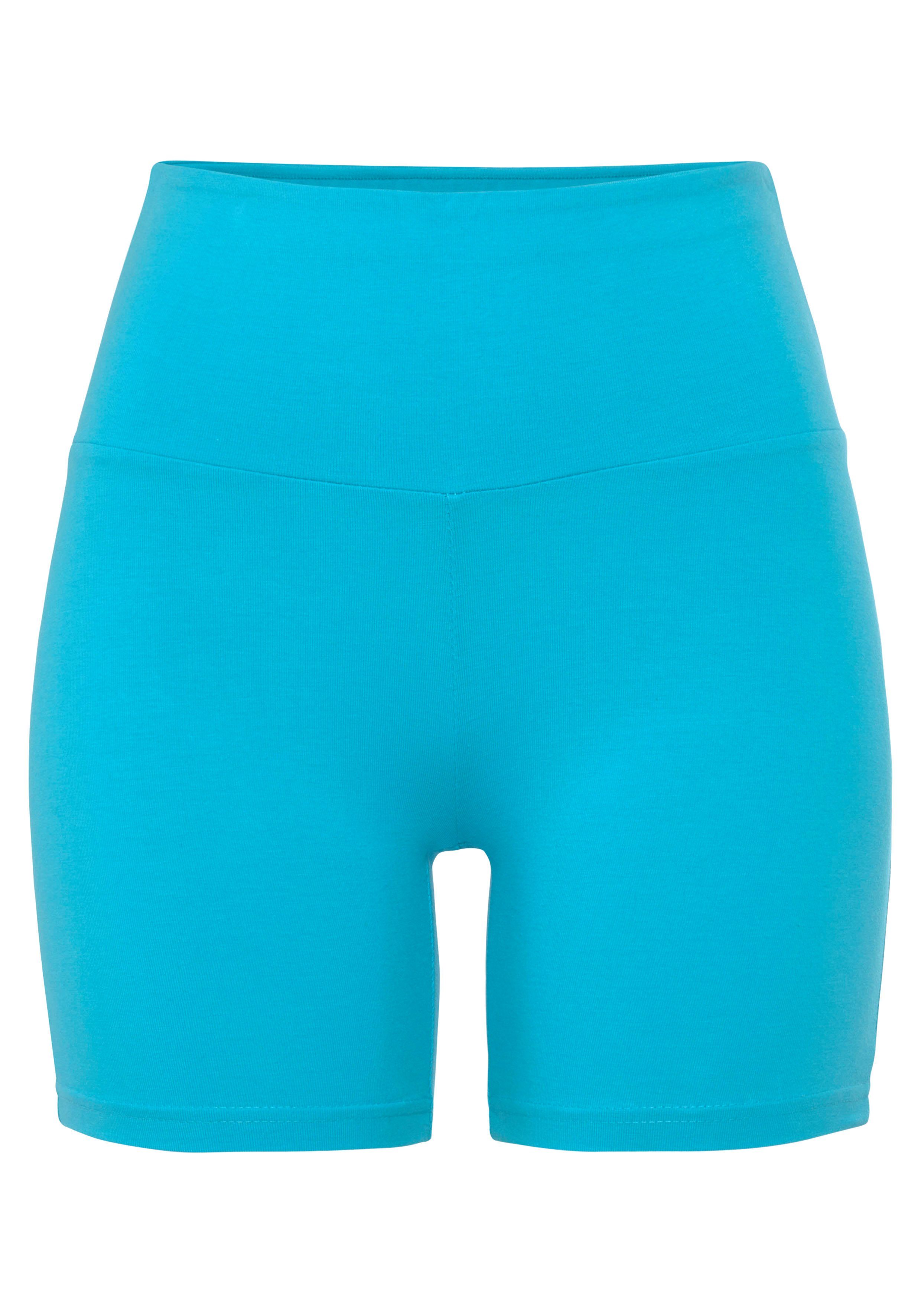 LASCANA Shorts mit türkis und Logodruck, Loungewear Bündchen breitem