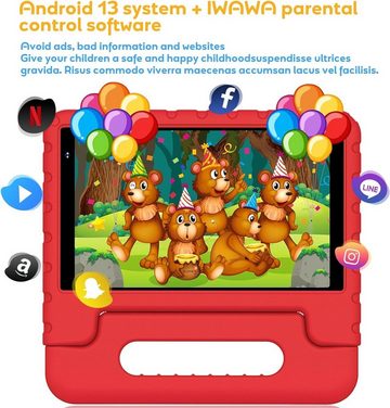 YESTEL Kinder Tablet mit 7GB RAM Tablet (8", 64 GB, Android 13, mit Erweiterung 1TB Doppelkamera, GPS, Tablet mit Kindersicherer Hülle)