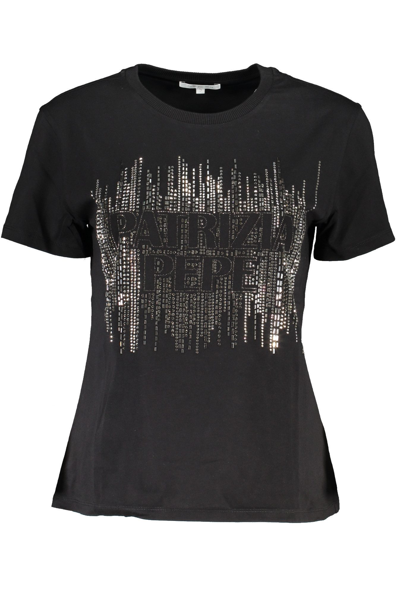 Patrizia Pepe T-Shirt Damen Schwarz Kurzarm T-Shirt mit Rundhals &