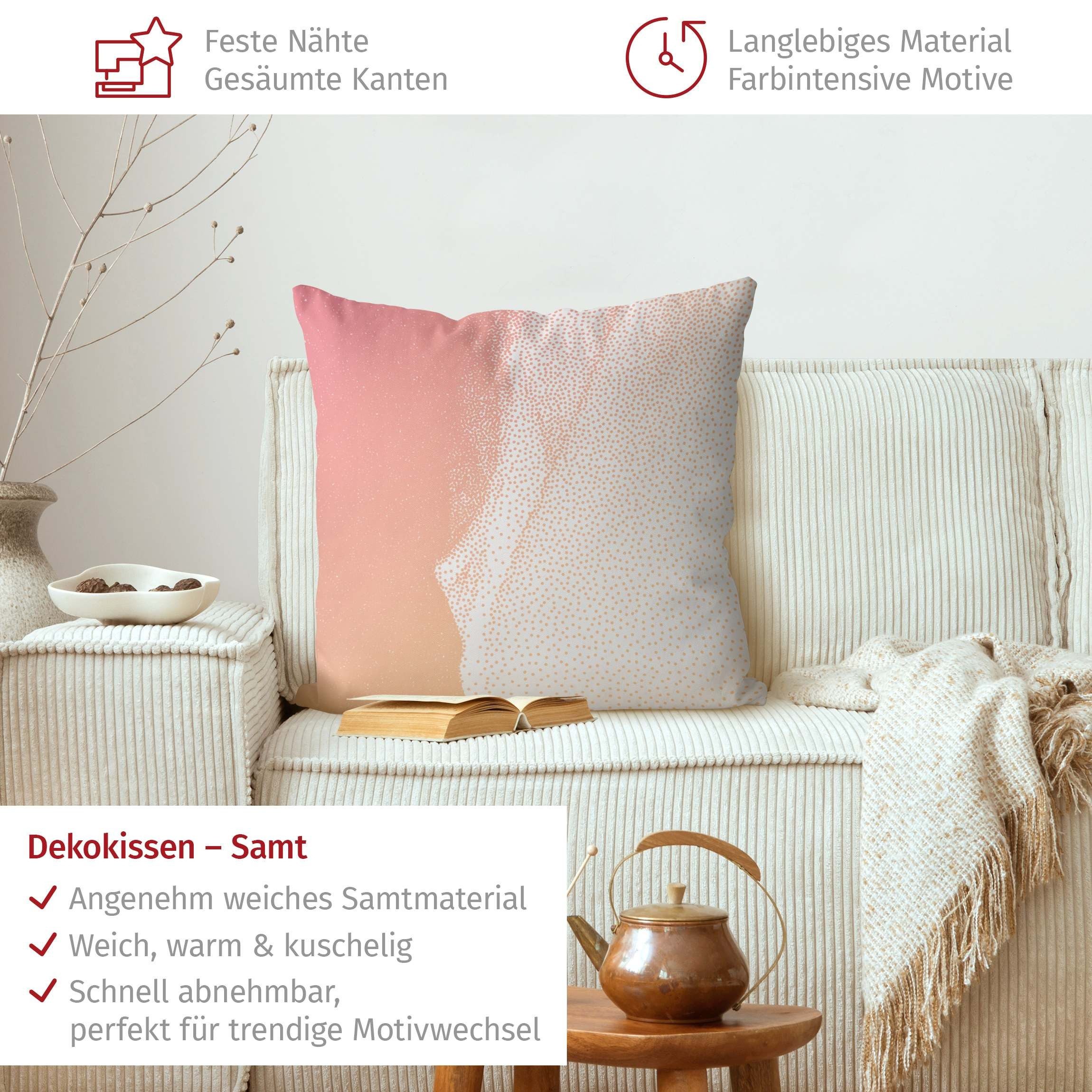 Bilderdepot24 Dekokissen drinnen Kissenhülle/ Sofakissen/ Zierkissen Kissenhülle rosa Muster Ab, Bezug mit / ohne Füllung Zierkissen Outdoor Sofa Bett