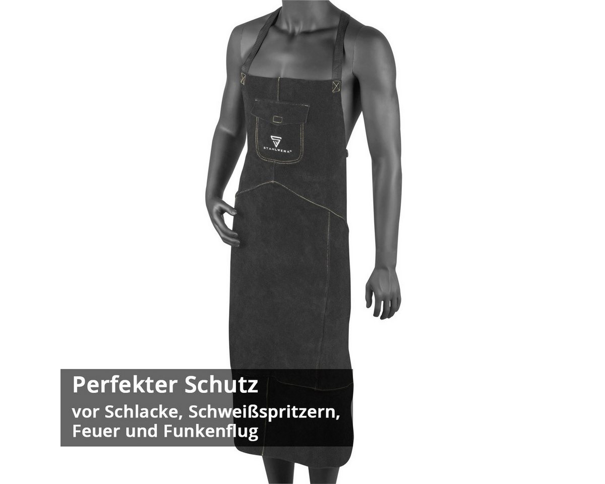 Thumbnail - STAHLWERK Schweißerschürze Schweißerschürze / Schutzschürze / Lederschürze, (Packung, Set, 1-tlg., Einzelartikel), robus...