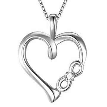 Limana Herzkette echt 925 Sterling Silber Herz Anhänger mit Kette, Unendlichkeit Symbol Liebe Geschenk Idee