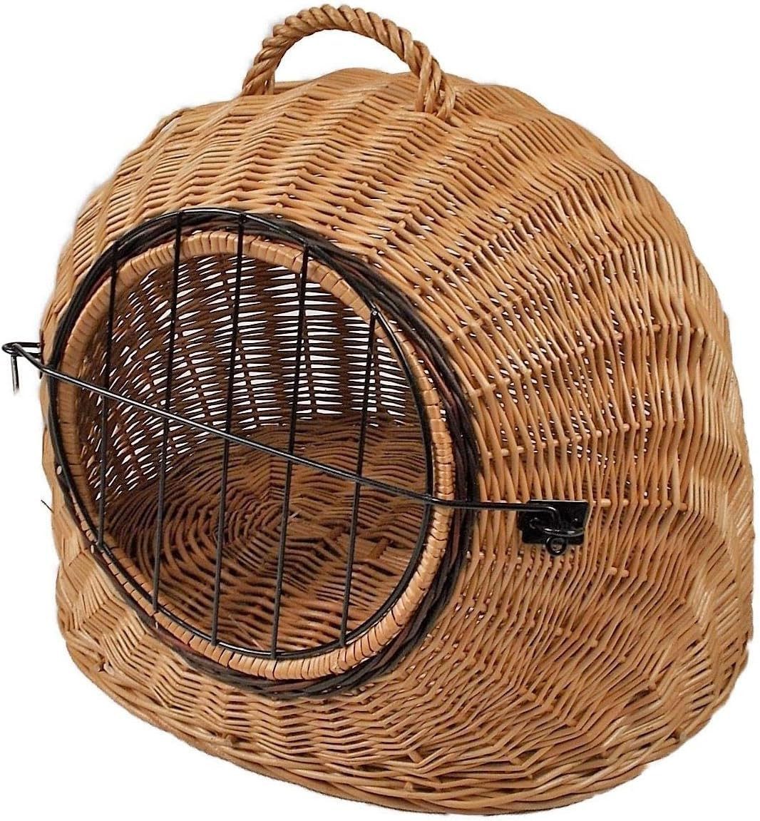 natuleo by pokuc Tierkorb Transportkorb aus Weide für Tiere Braun Gr. XL 60x47x50 cm