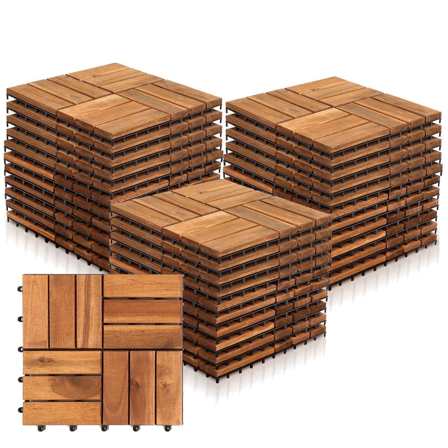 Clanmacy Holzfliesen 11x Terrassenfliese Garten Akazie günstig online kaufen