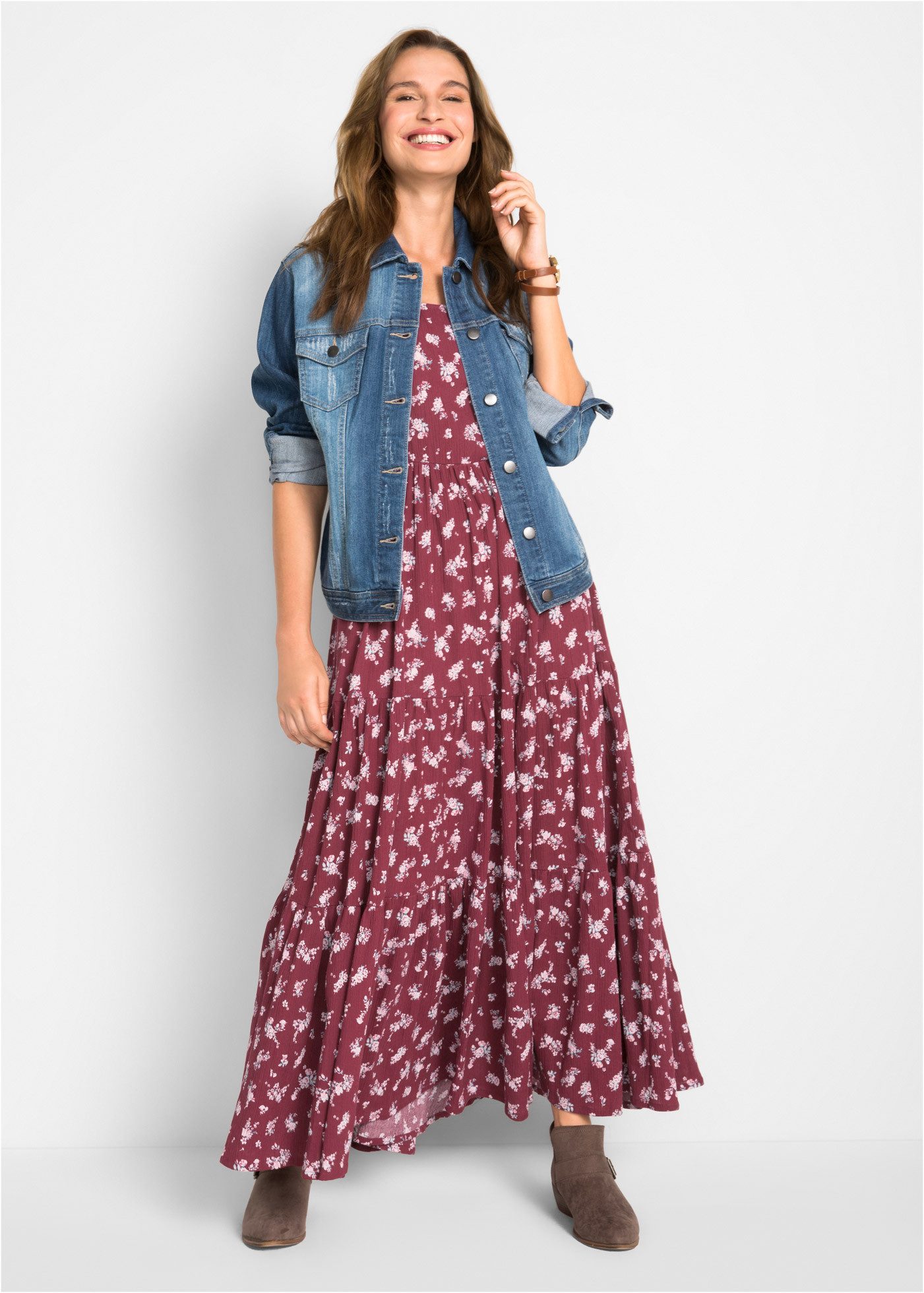 bonprix Maxikleid Kleid aus reiner Baumwolle günstig online kaufen