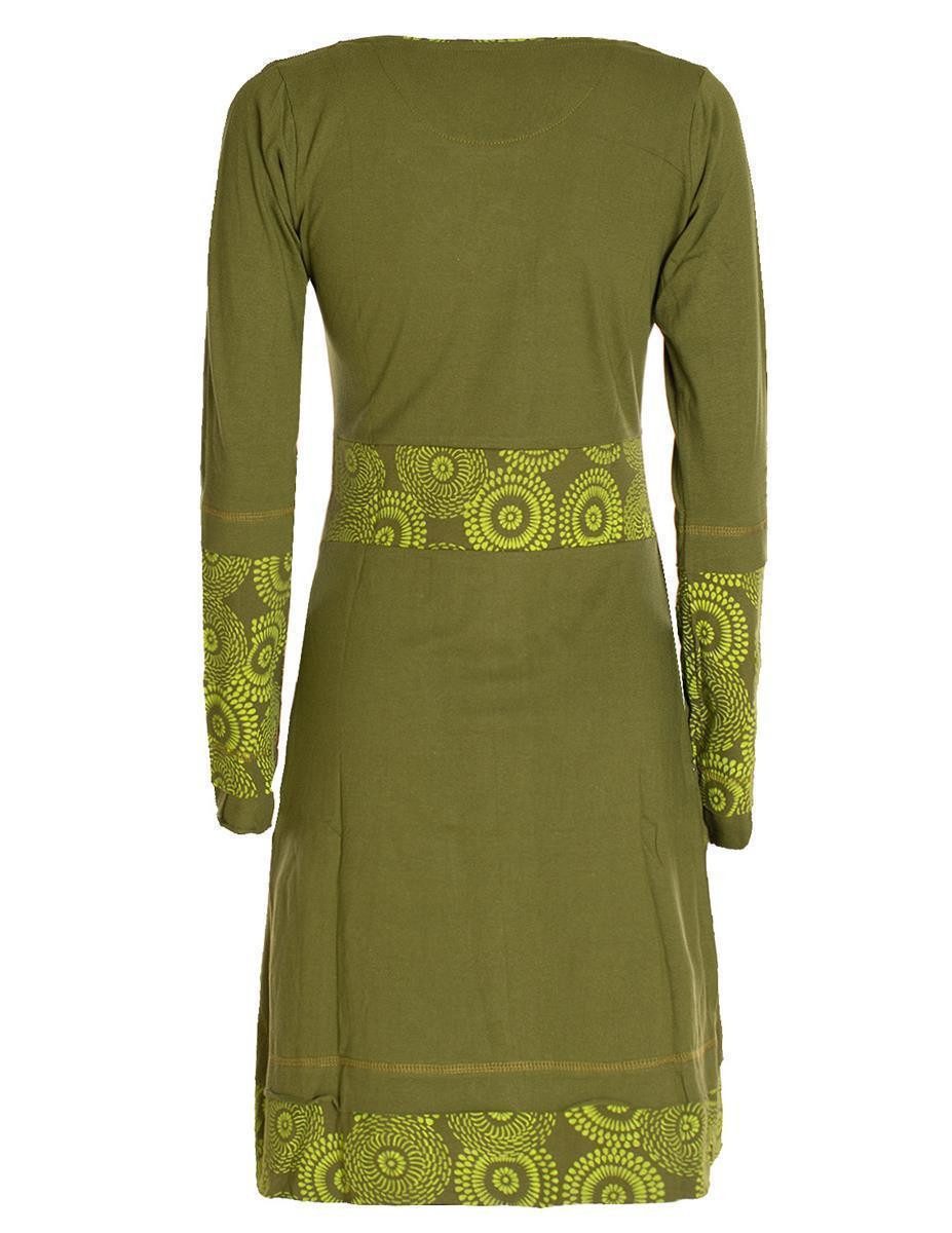 Vishes Tunikakleid Damen Langarm Longshirt-Kleid Sweatkleid Shirt-Kleid Tunika-Kleid Hippie, Guru, Retro Style