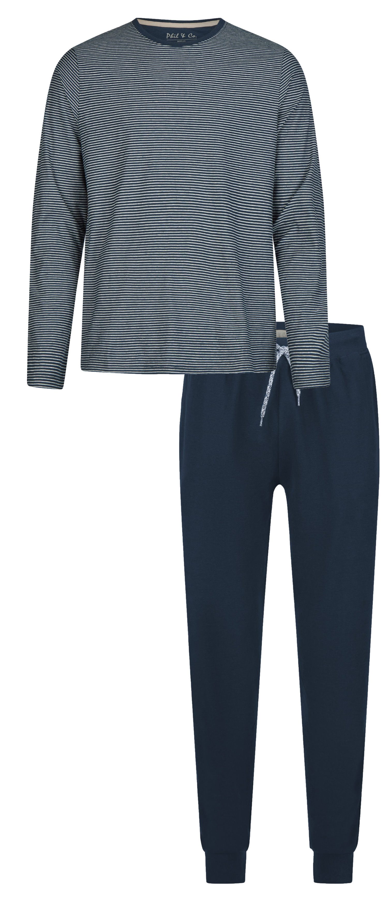 Phil & Co. Schlafanzug Herren Pyjama lang (2 tlg) Baumwolle günstig online kaufen