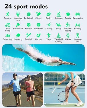 Cloudpoem Smartwatch (1,69 Zoll, Android iOS), HD Fitnessuhr mit SpO2 Überwachung Pulsuhr IP68 Wasserdicht Sportuhr