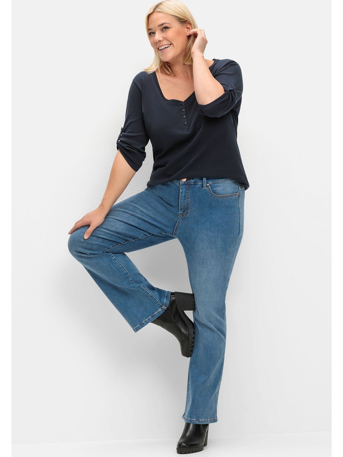 mit Große Größen Bootcut-Jeans Bodyforming-Effekt Sheego