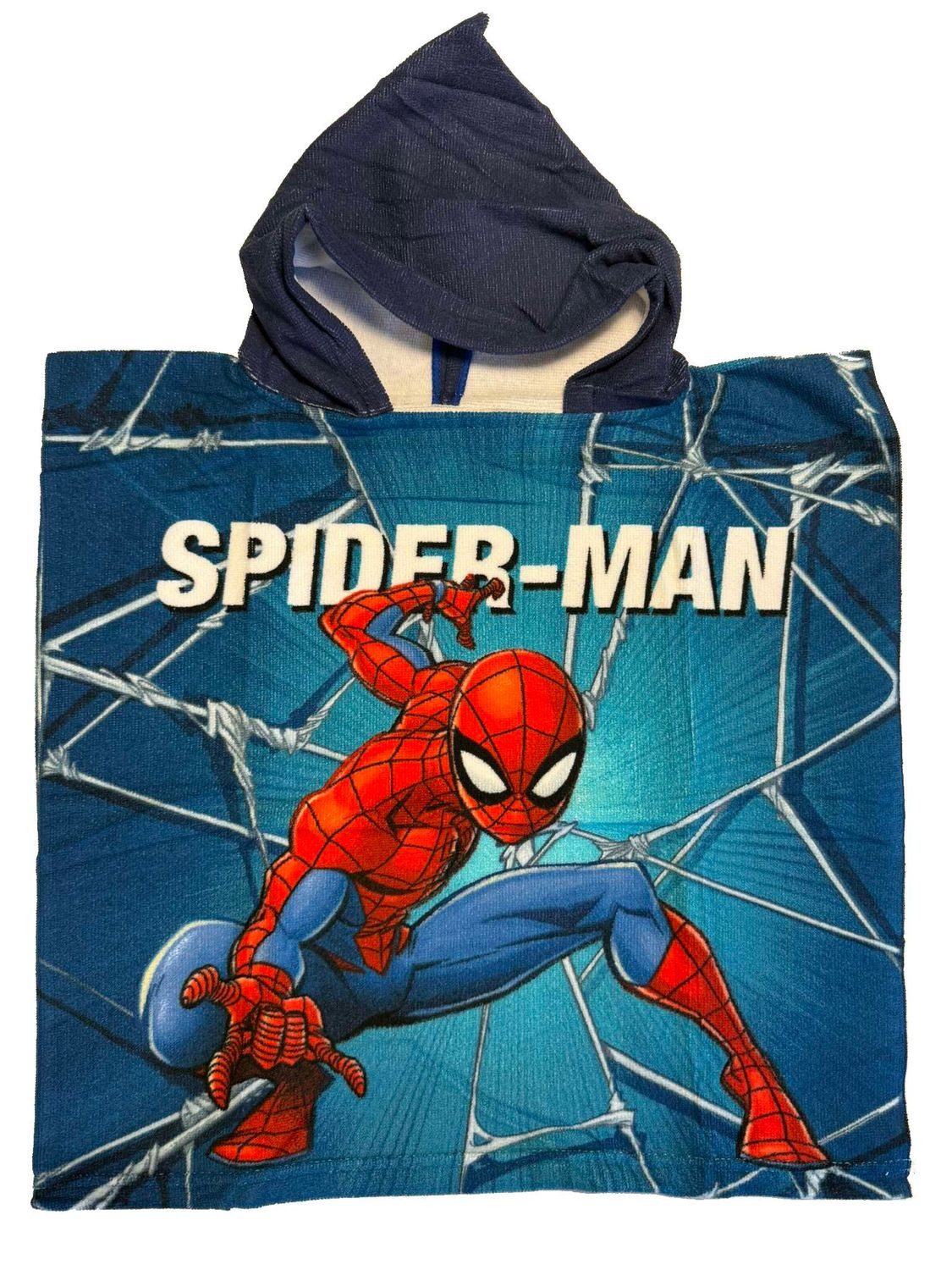 texpot Badeponcho Badeponcho 55x55 cm mit Kapuze Spiderman Kinderbademantel, 55, Baumwolle, strapazierfähig