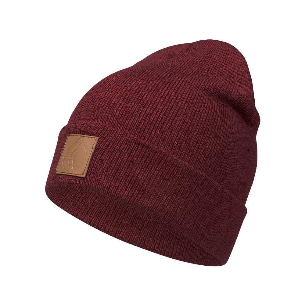 OCCULTO Beanie Leatherpatch Winter Mütze Beanie (Brown Label) Bordeaux Red