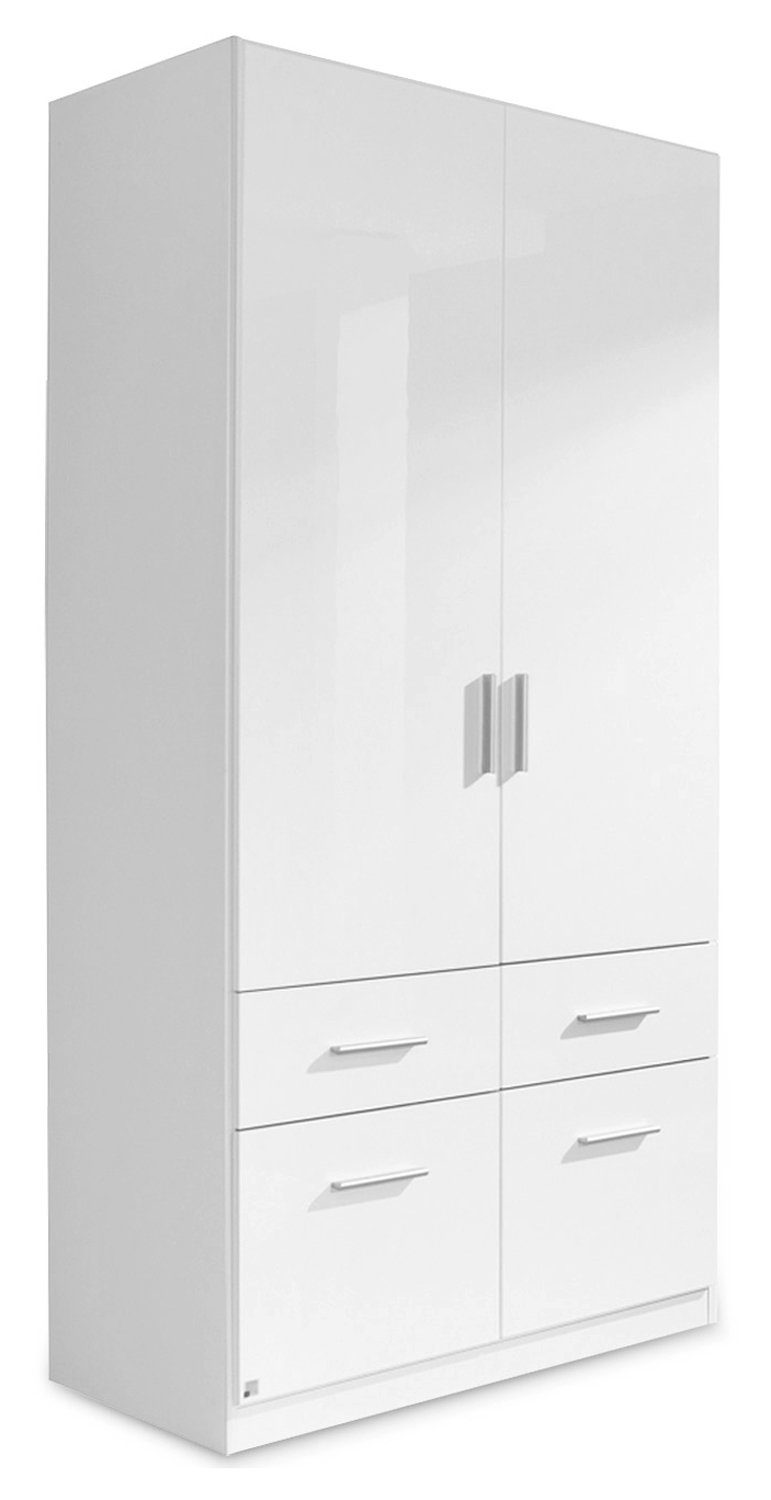 rauch Drehtürenschrank CELLE, Weiß Hochglanz, mit 2 Türen, mit 1 Kleiderstange, BxHxT 91 x 197 x 54 cm