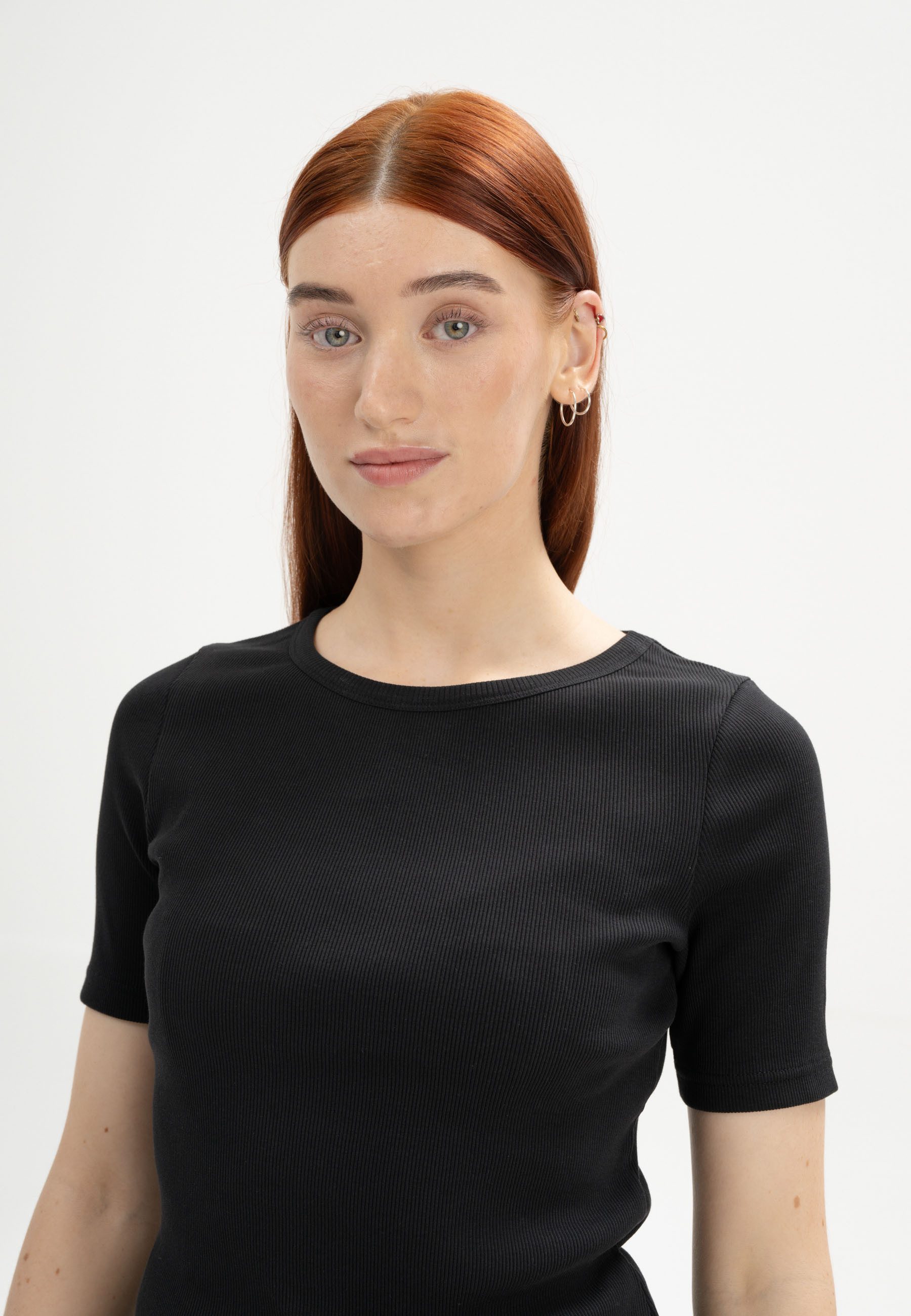 MELA Kurzarmshirt Ripp T-Shirt Style JASLEEN Kurze Ärmel