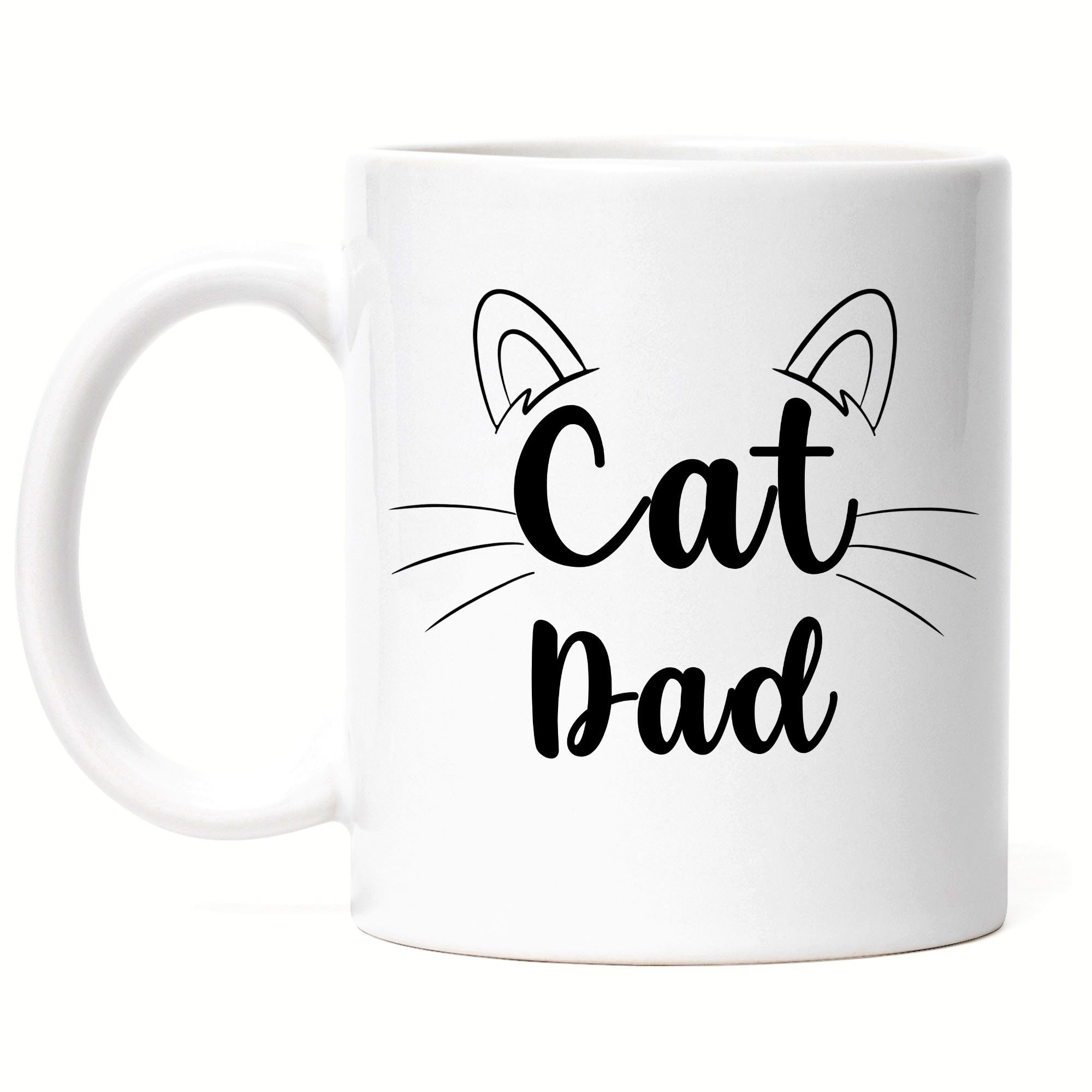 Hey!Print Tasse Cat Dad Tasse Katzen-Papa Geschenk Katzenliebhaber Katzenbesitzer Katzen Kätzchen Kaffeetasse, Keramik Weiß