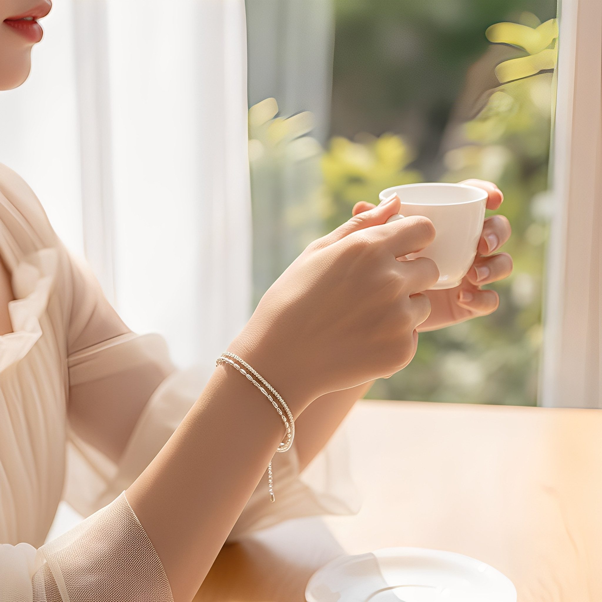 Color Design Silberarmband Zweireihiges Damenarmband mit feinen Perlen-Elem günstig online kaufen