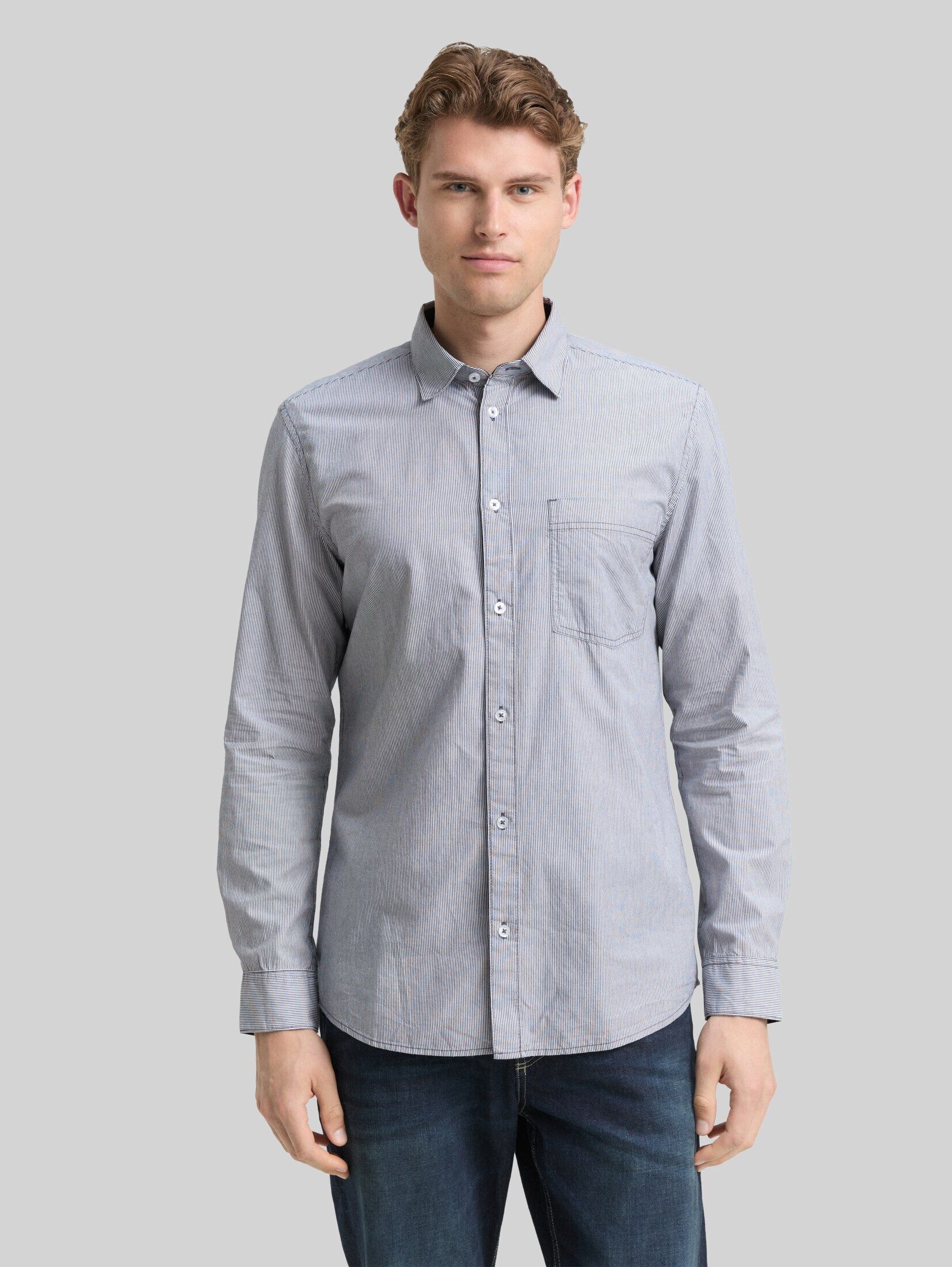 TOM TAILOR Langarmhemd Blusen & Shirts Fitted Hemd aus Baumwolle