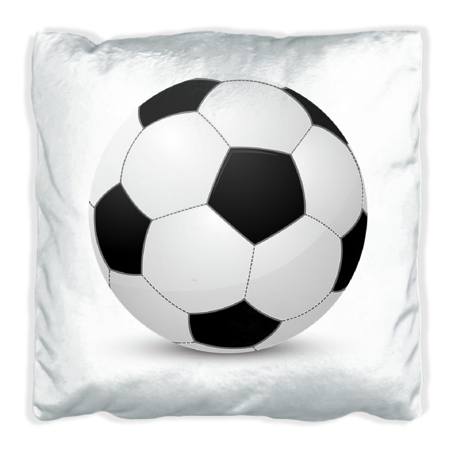 Wallario weißem Fußball vor Dekokissen Hintergrund, handgenäht klassisch