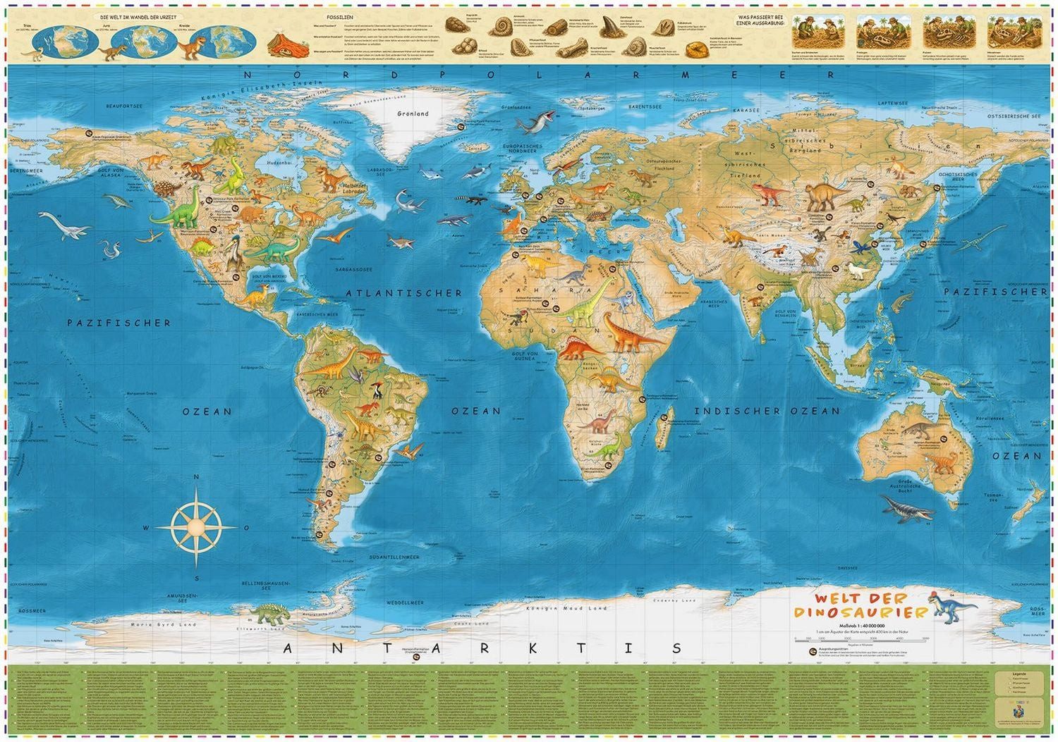 COLUMBUS Kinderweltkarte Welt der Dinosaurier / COLUMBUS Verlag GmbH & Co. KG