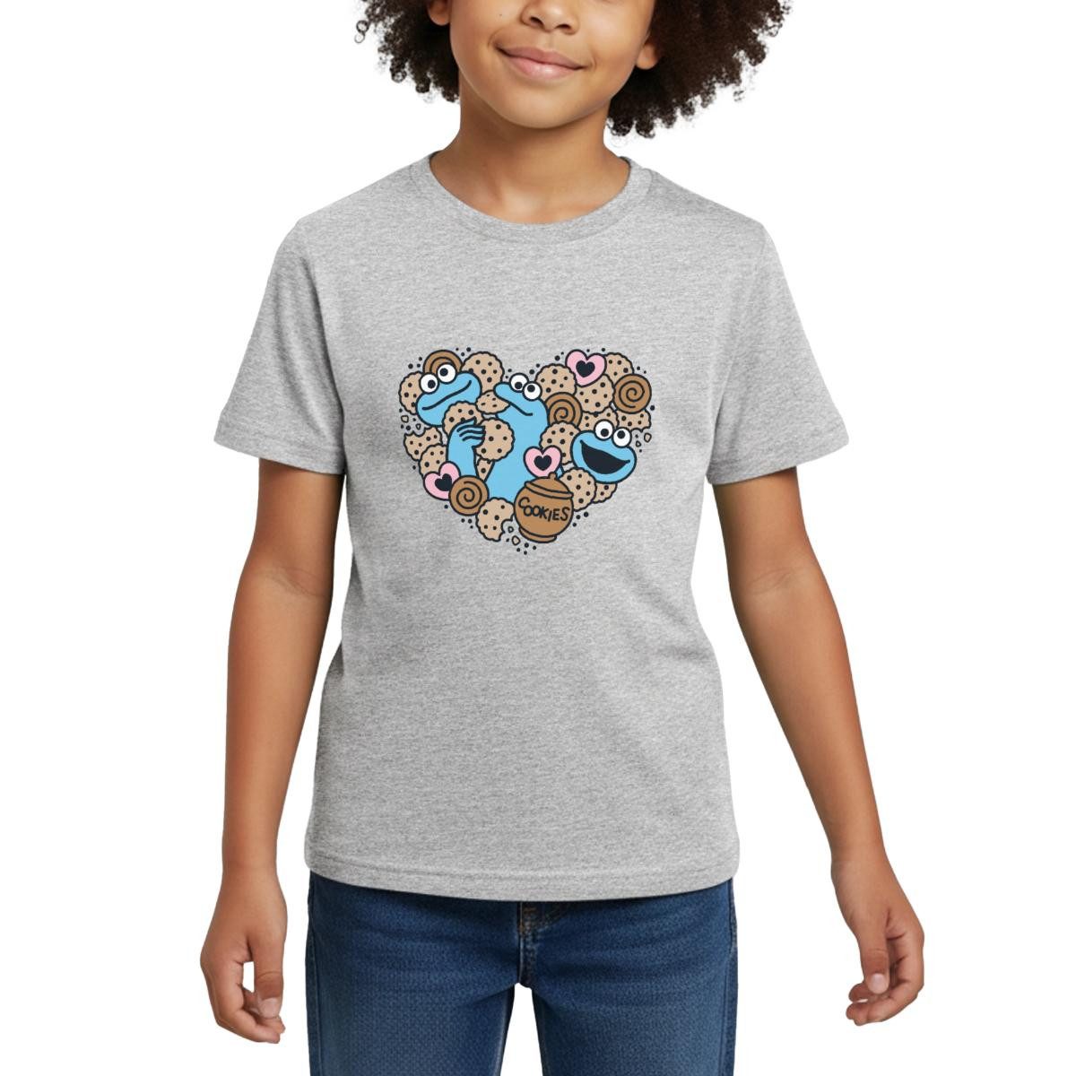 T-Shirt Sesamstraße Herz Mit Krümelmonster Kinder T-Shirt