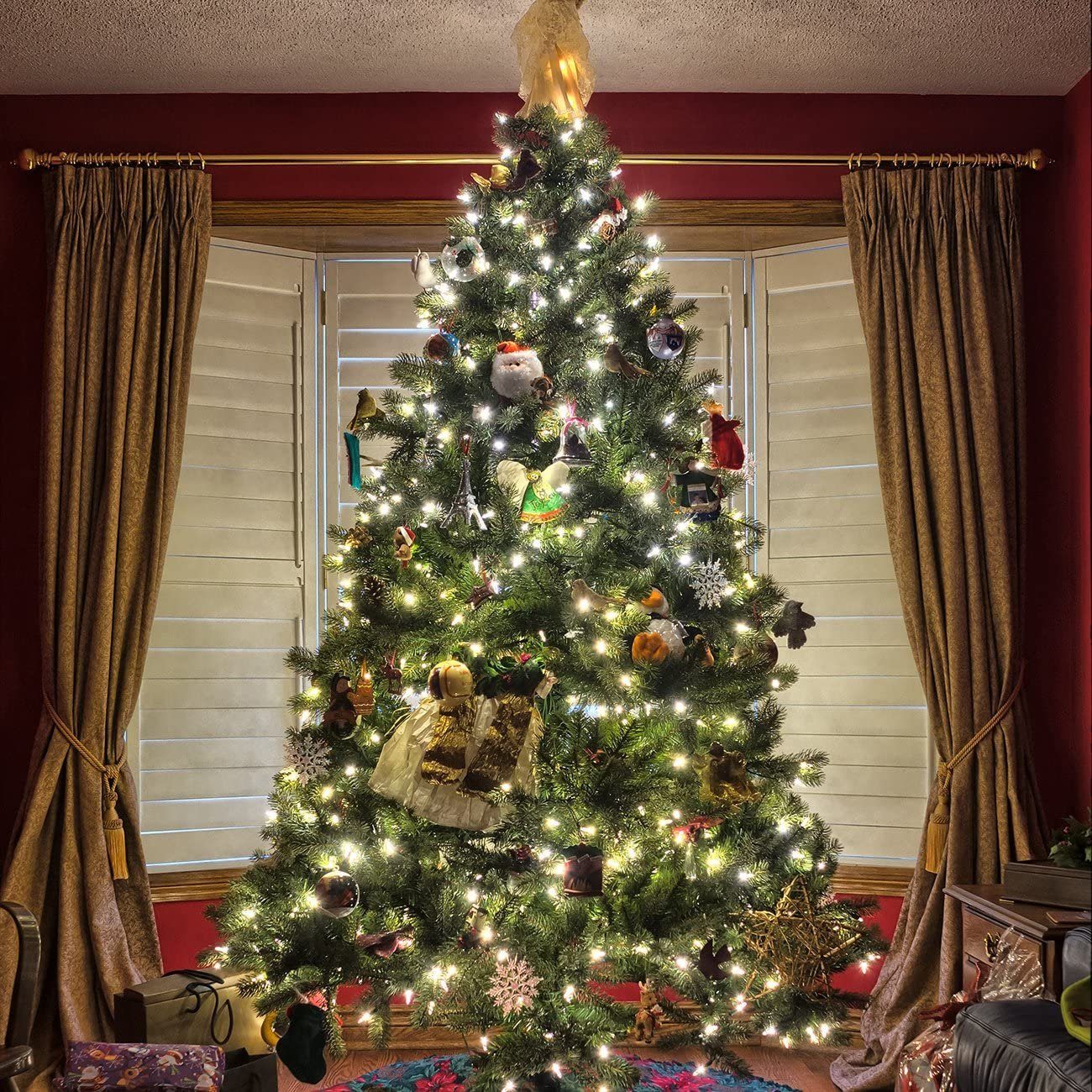 Salcar LED-Lichterkette Weihnachts Lichterkette Weihnachtsbaum LED Lichterkette mit Zauberstab, 3m Christbaumbeleuchtung mit Ring und 10 Girlanden, 350 LED Warmweiß