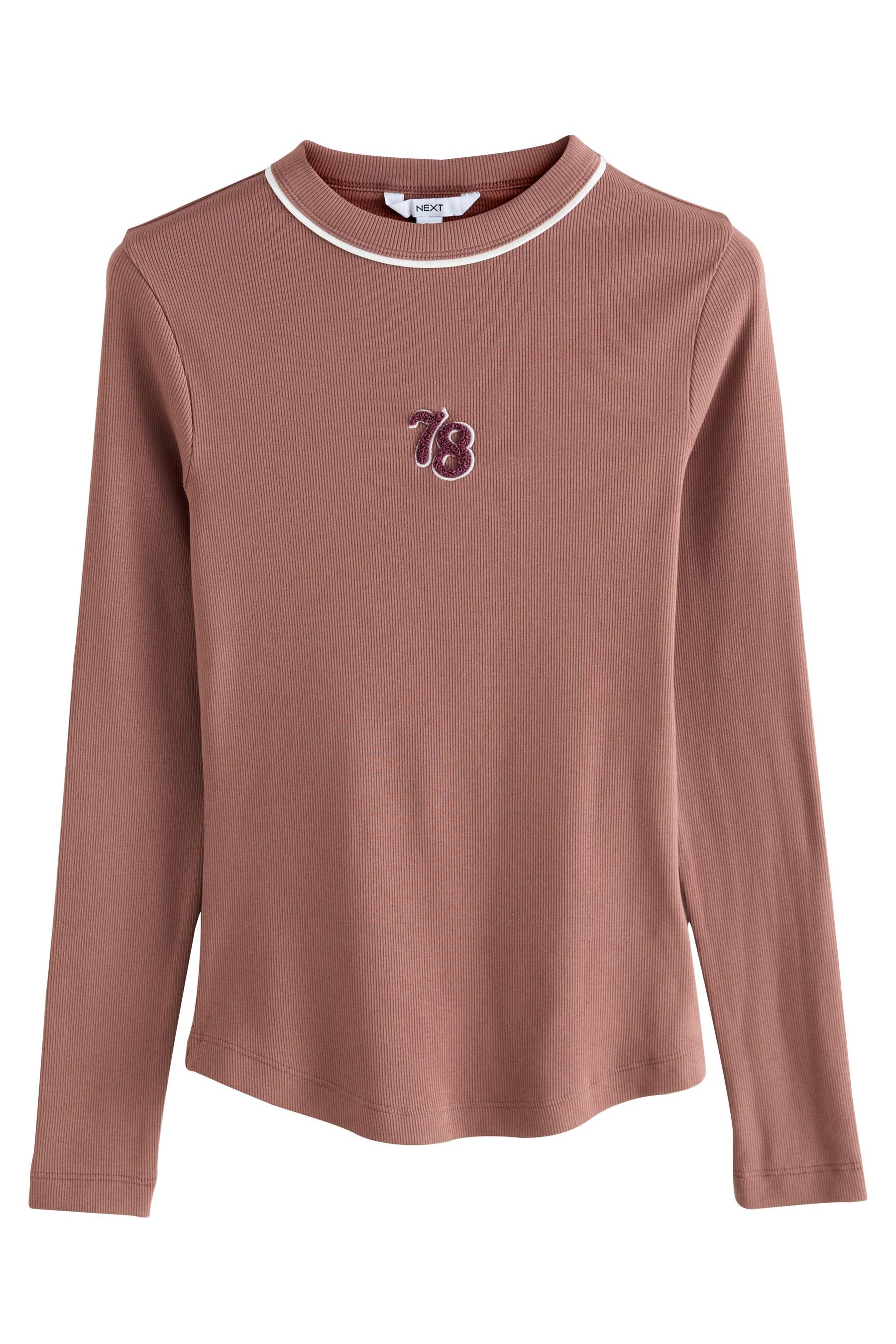 Langarmshirt Besticktes Langarmoberteil mit Rundhalsausschnitt