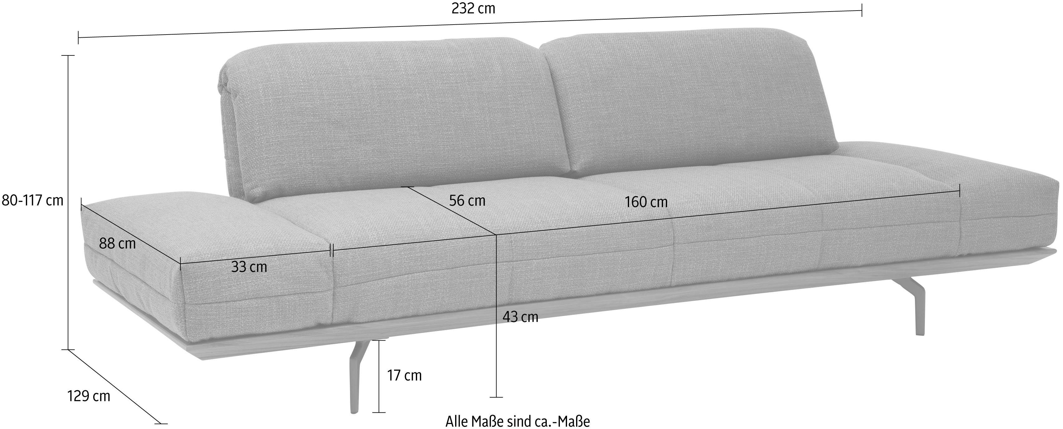 Natur 232 2 cm Qualitäten, in Holzrahmen Nußbaum, hs.420, in 3-Sitzer oder Eiche sofa Breite hülsta