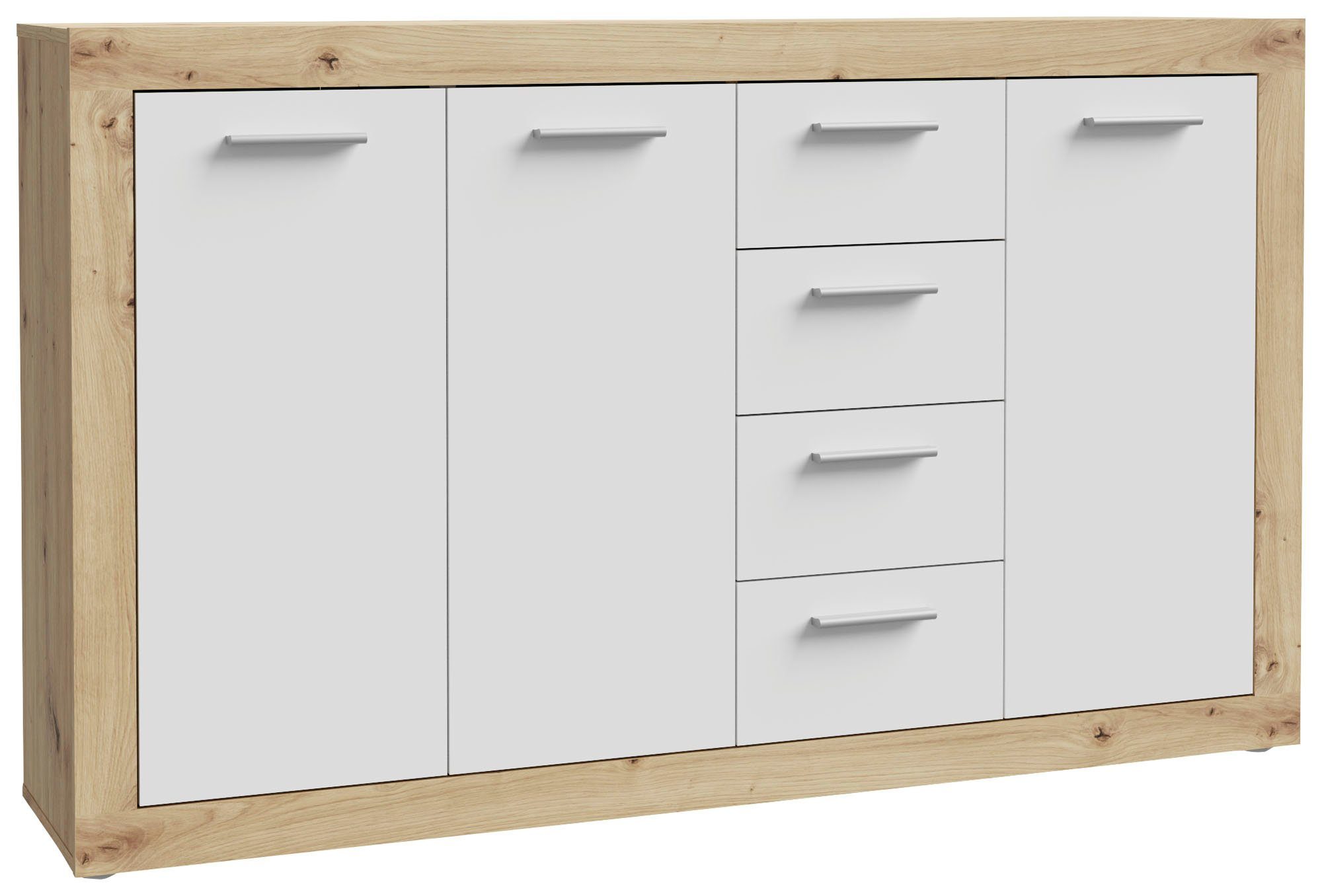 FORTE Sideboard Baccio, Breite 153 cm, Höhe 92 cm, 3 Türen und 4 Schubkästen