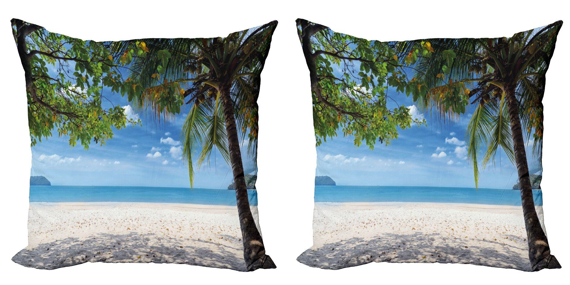 Kissenbezüge Digitaldruck, (2 Doppelseitiger Tropical Beach Stück), Ocean Sommer Accent Modern Abakuhaus