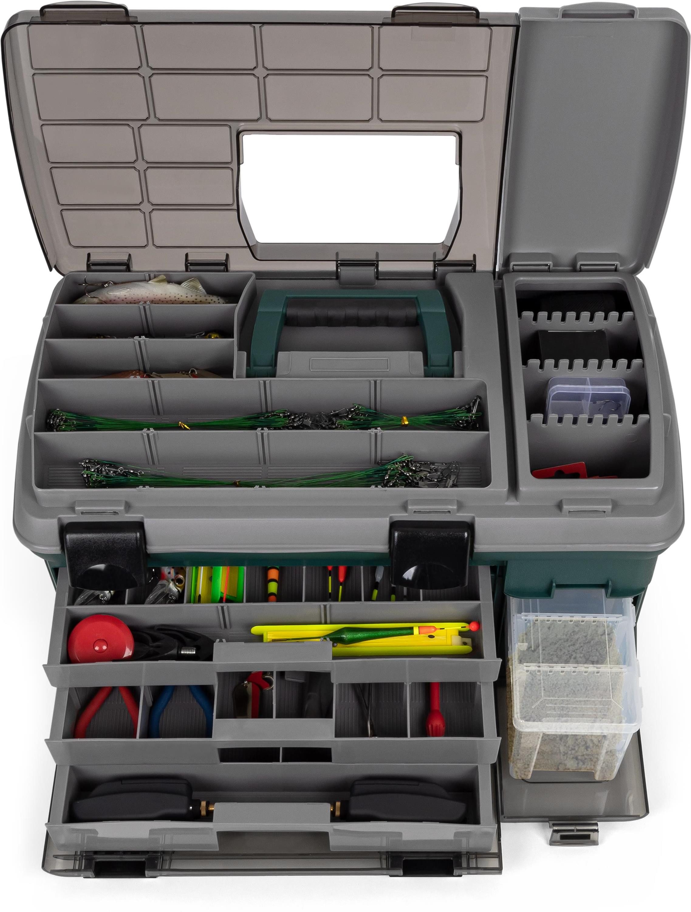 normani Angelkoffer Angelbox Barbate, Angeltasche Sitzkiepe Gerätekasten mit Rucksackfunktion Tackle-Boxen