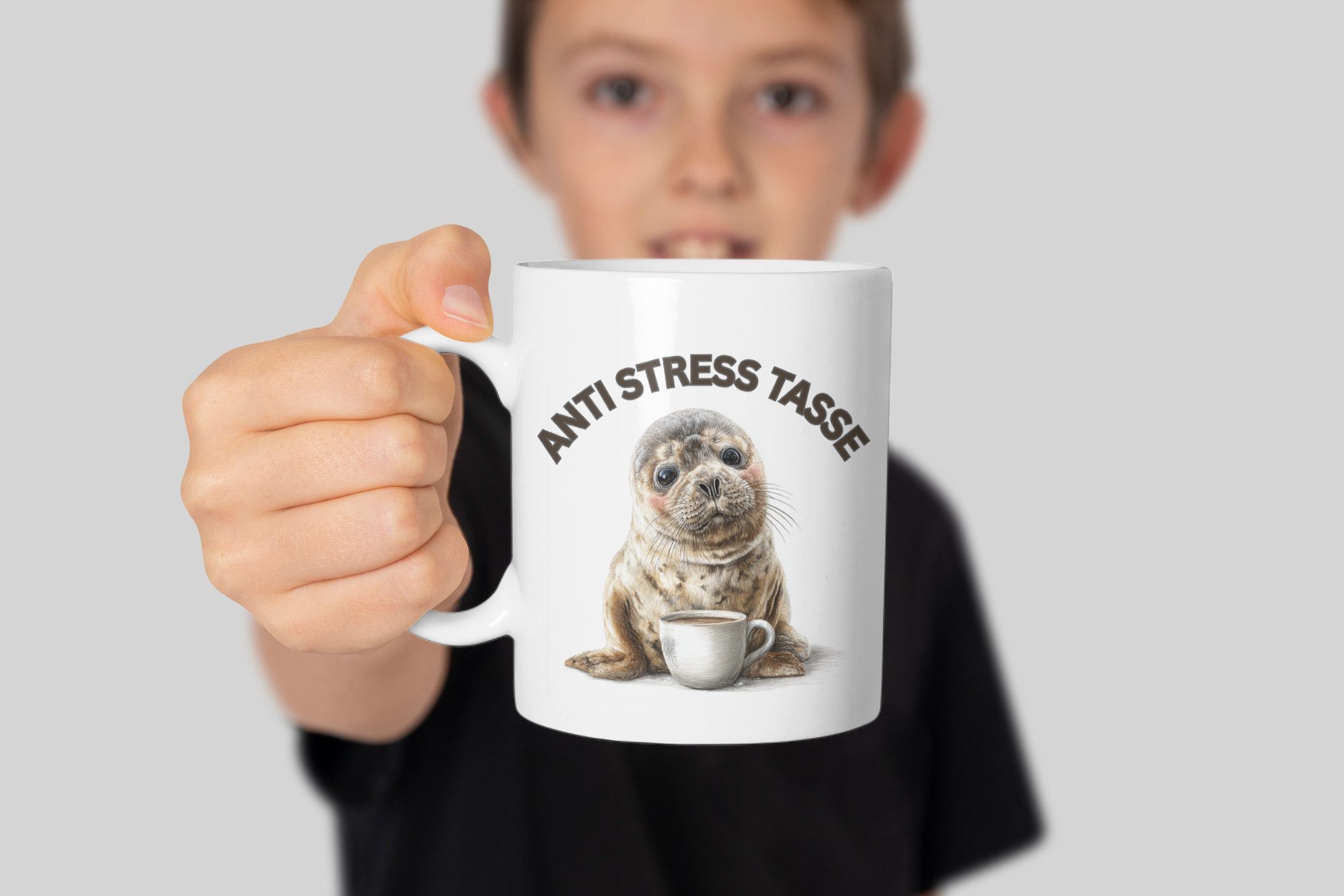WS-Trend Tasse Anti Stress Robbe Kaffeetasse Teetasse Tasse Geschenkidee 325 ml, Keramik