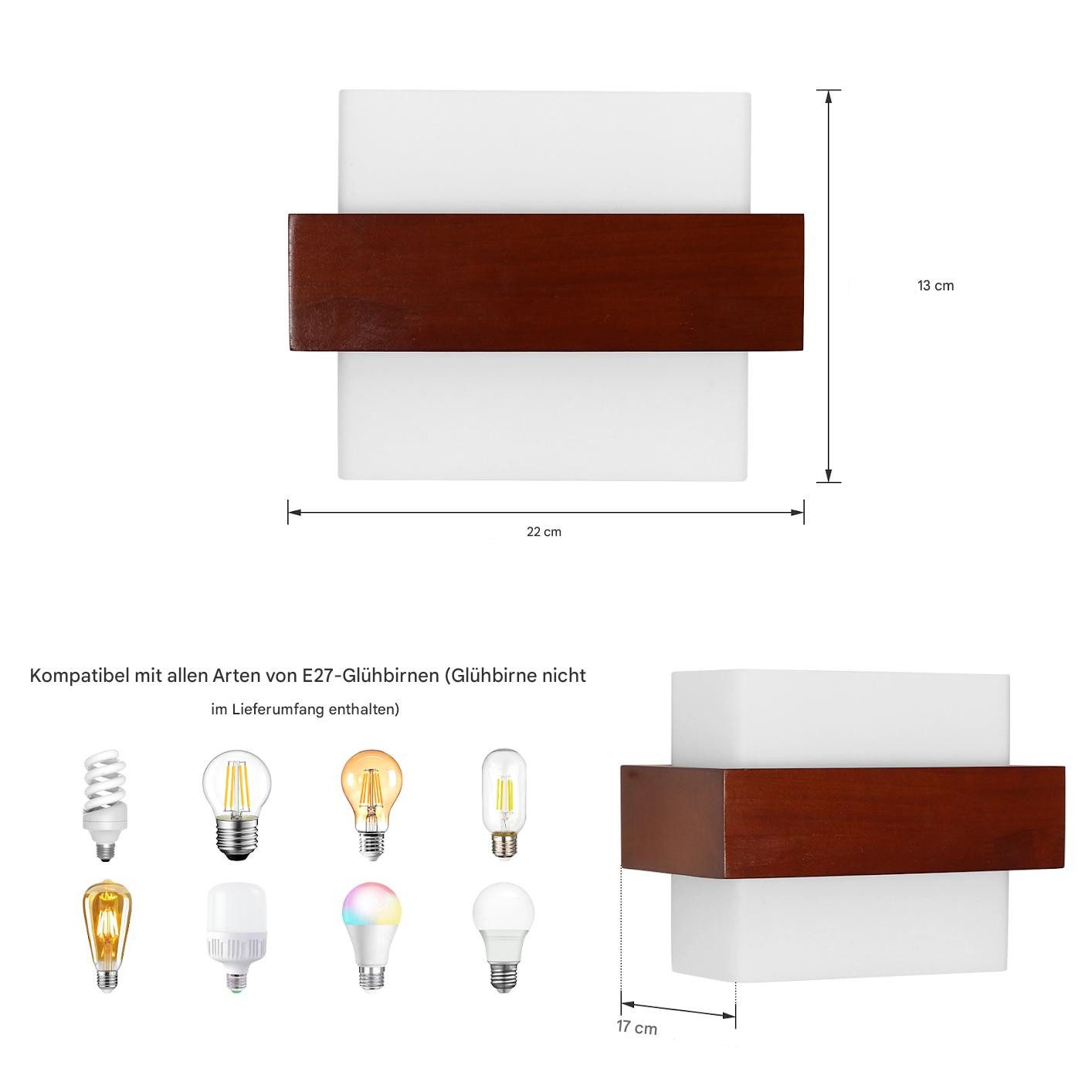 Goeco Wandleuchte Einfache Wandlampe, walnussfarbene Lampe, günstig online kaufen