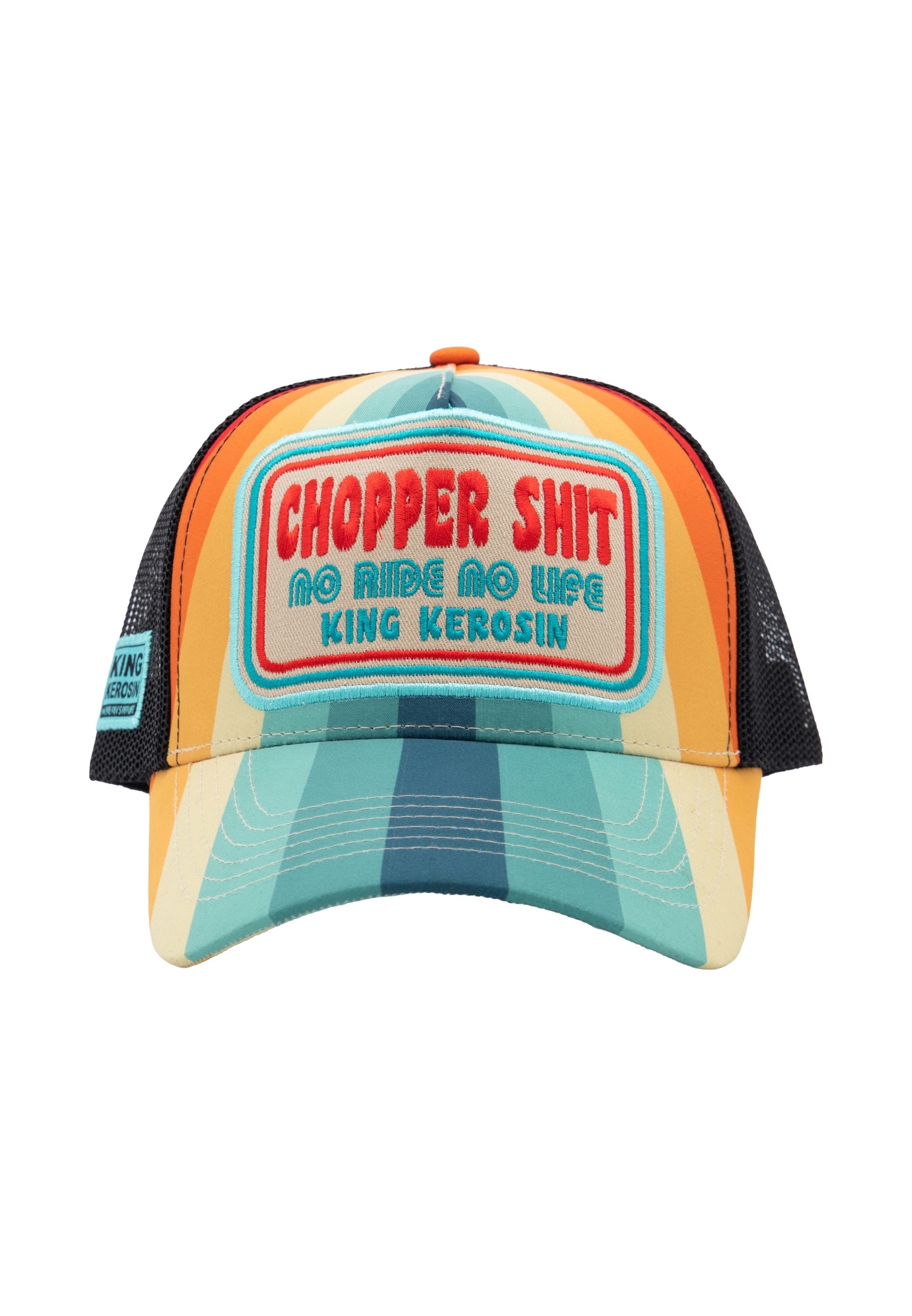 KingKerosin Trucker Cap Chopper Shit (1-St) Mehrfarbiges Streifen-Design