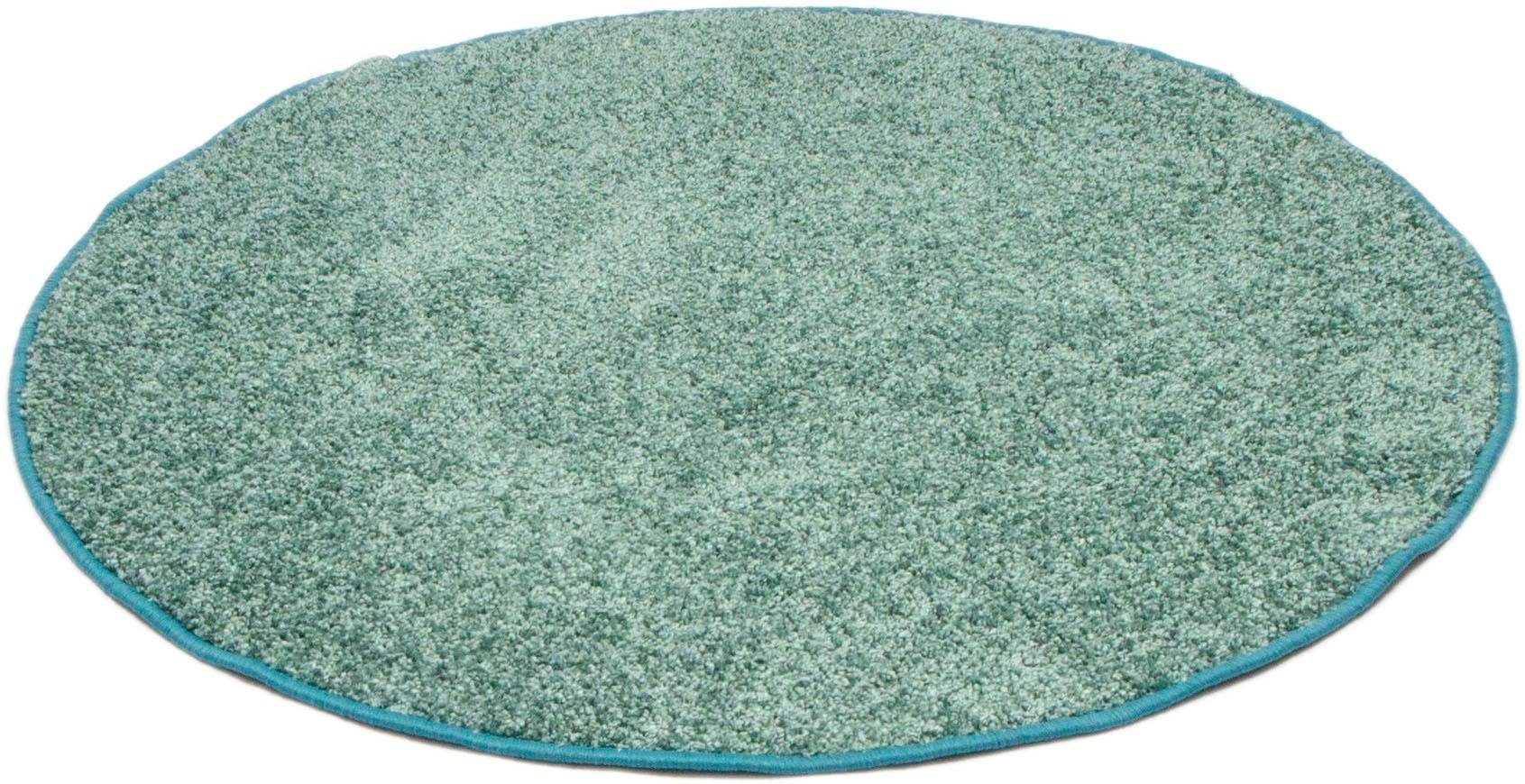 Teppich Shaggy uni, Andiamo, rund, Höhe: 15 mm, Wohnzimmer aquablau