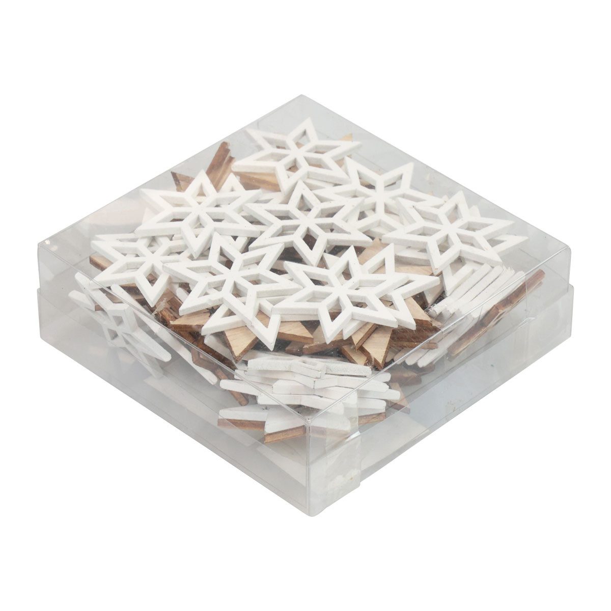Florists Products Weihnachtsmann Holzsterne Streudeko Weihnachten Weiß Natur Tischdeko 72 Stk, 72 Stück