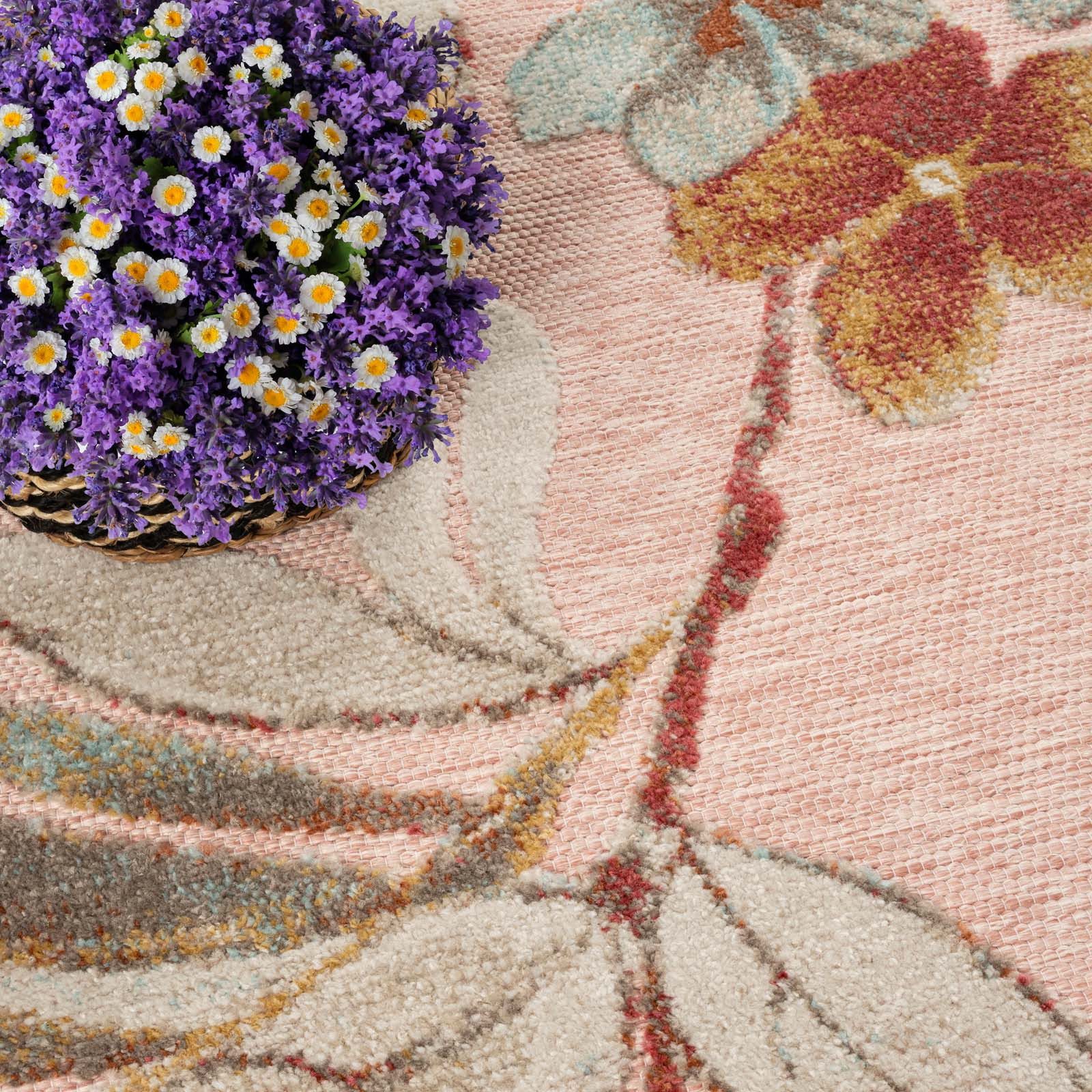 TaraCarpet Teppich TaraCarpet In und Outdoor Teppich Fantasy Lilie, rechteckig, Höhe: 5 mm, Lilie rose Wohnzimmer Balkon Terrasse Esszimmer 160X230