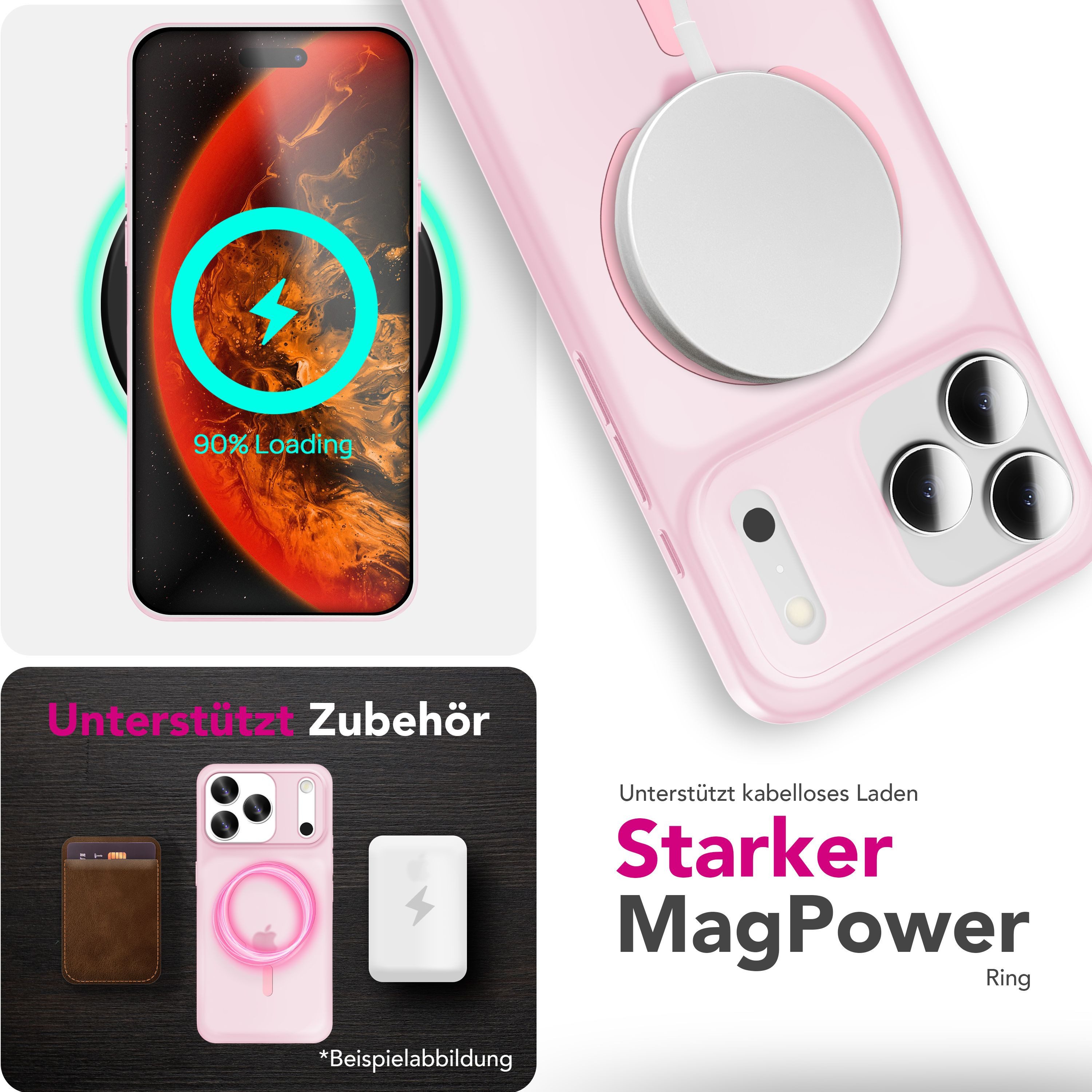 Nalia Smartphone-Hülle Apple iPhone 17 Pro 16 cm (6,3 Zoll), MagSafe Hülle / Extrem Dünn 0,3mm / Semi-Transparent / Fein Mattiert