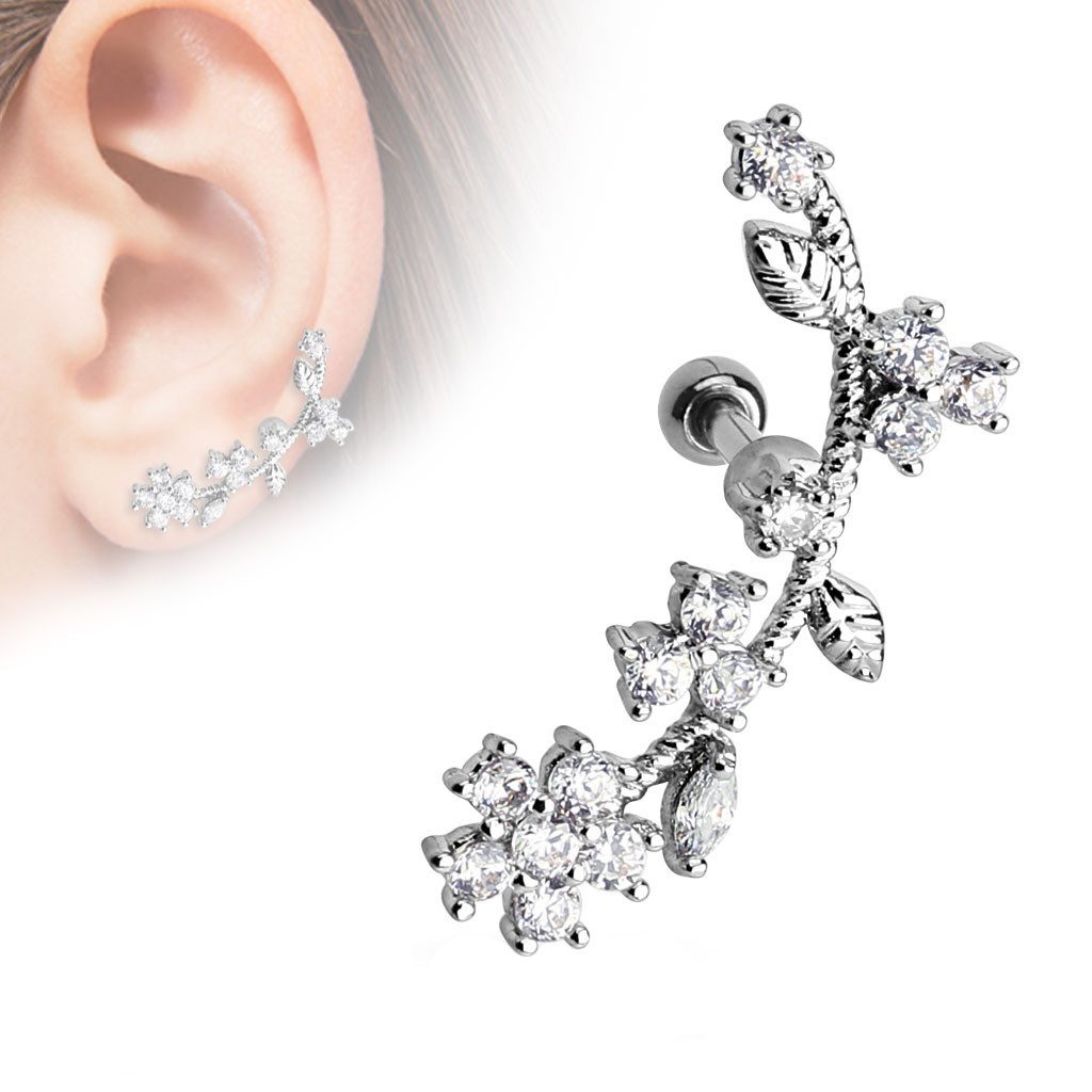 Taffstyle Piercing-Set Ohrpiercing Blume Kristall Chirurgenstahl Helix Trag günstig online kaufen