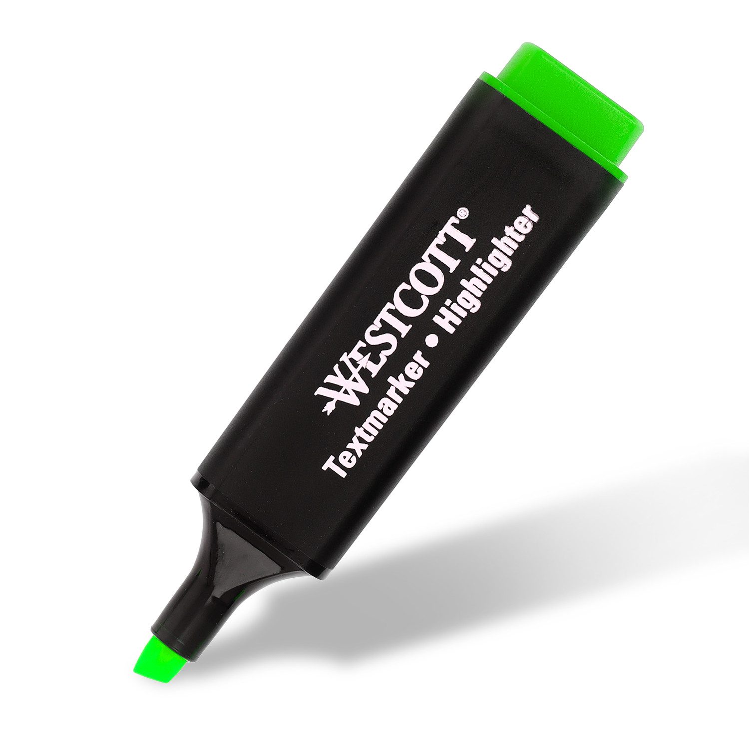 WESTCOTT Marker Textmarker 10 Stück grün, Highlighter in leuchtendem Grün, (Vorteilspack, 10-tlg), 2-5 mm Strichstärke, Premium Tinte aus Deutschland