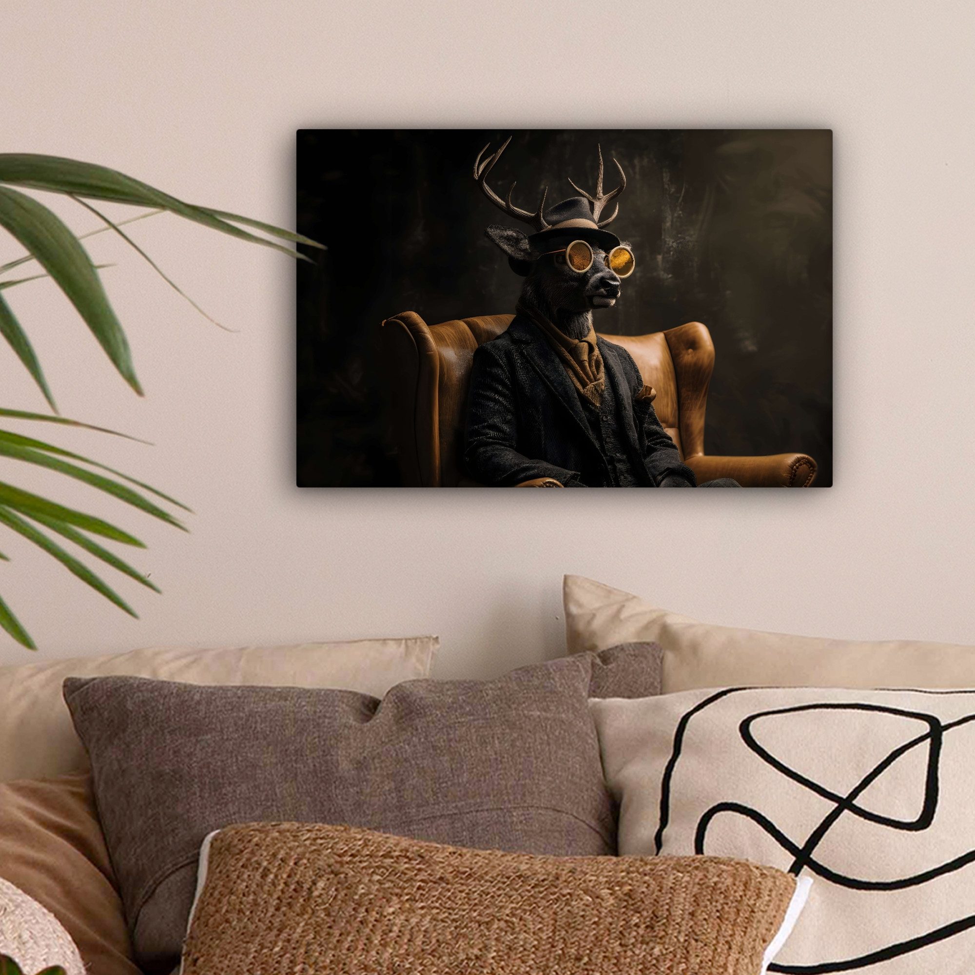 OneMillionCanvasses® Leinwandbild Hirsche - Sonnenbrille - Schwarz - Anzug, günstig online kaufen