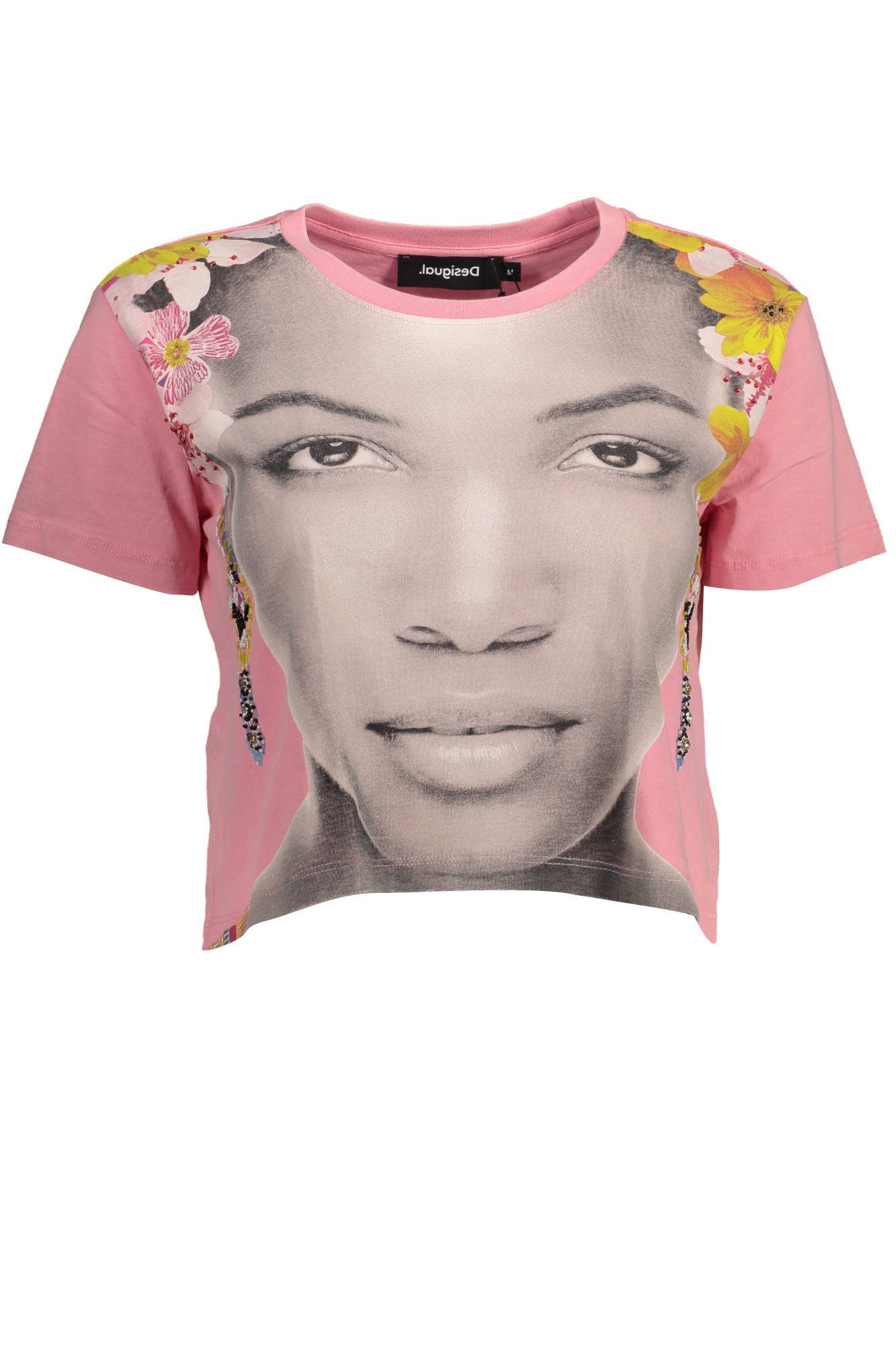 Desigual T-Shirt Rosa Damen-Kurzarm-T-Shirt mit Applikationen und