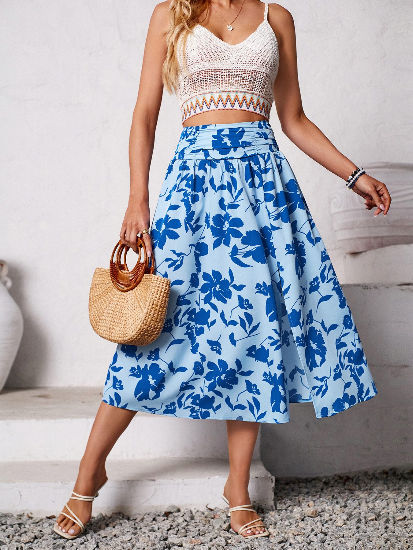 DEBAIJIA Midirock Damen Röcke Sommer Floral günstig online kaufen