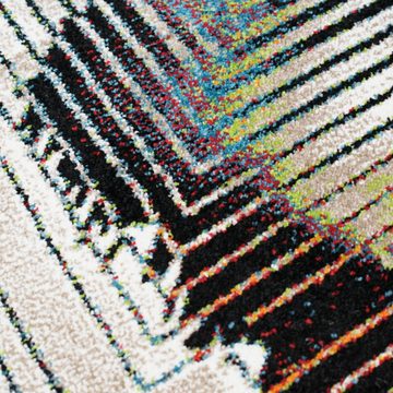Teppich Bunter Designerteppich mit abstraktem Muster, pflegeleicht, rot blau, Teppich-Traum, rechteckig, Höhe: 13 mm, Geeignet für Fußbodenheizung, Allergikerfreundlich & hautsympathisch