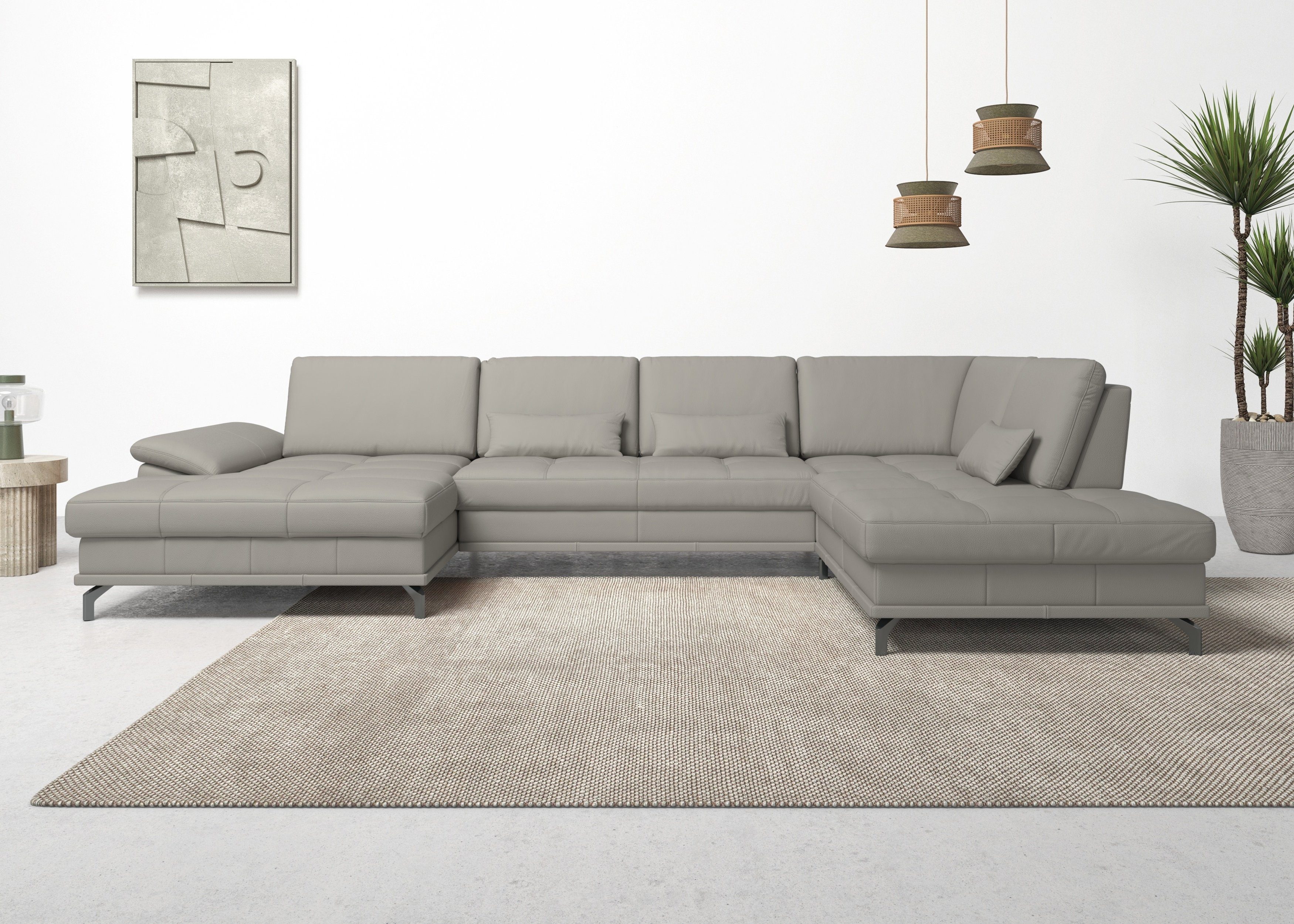 OTTO home Wohnlandschaft Costello U-Form, B: 363 cm mit Sitztiefen-, Armteilverstellung &, 3 Nierenkissen, optional Schlaffunktion & Bettkasten