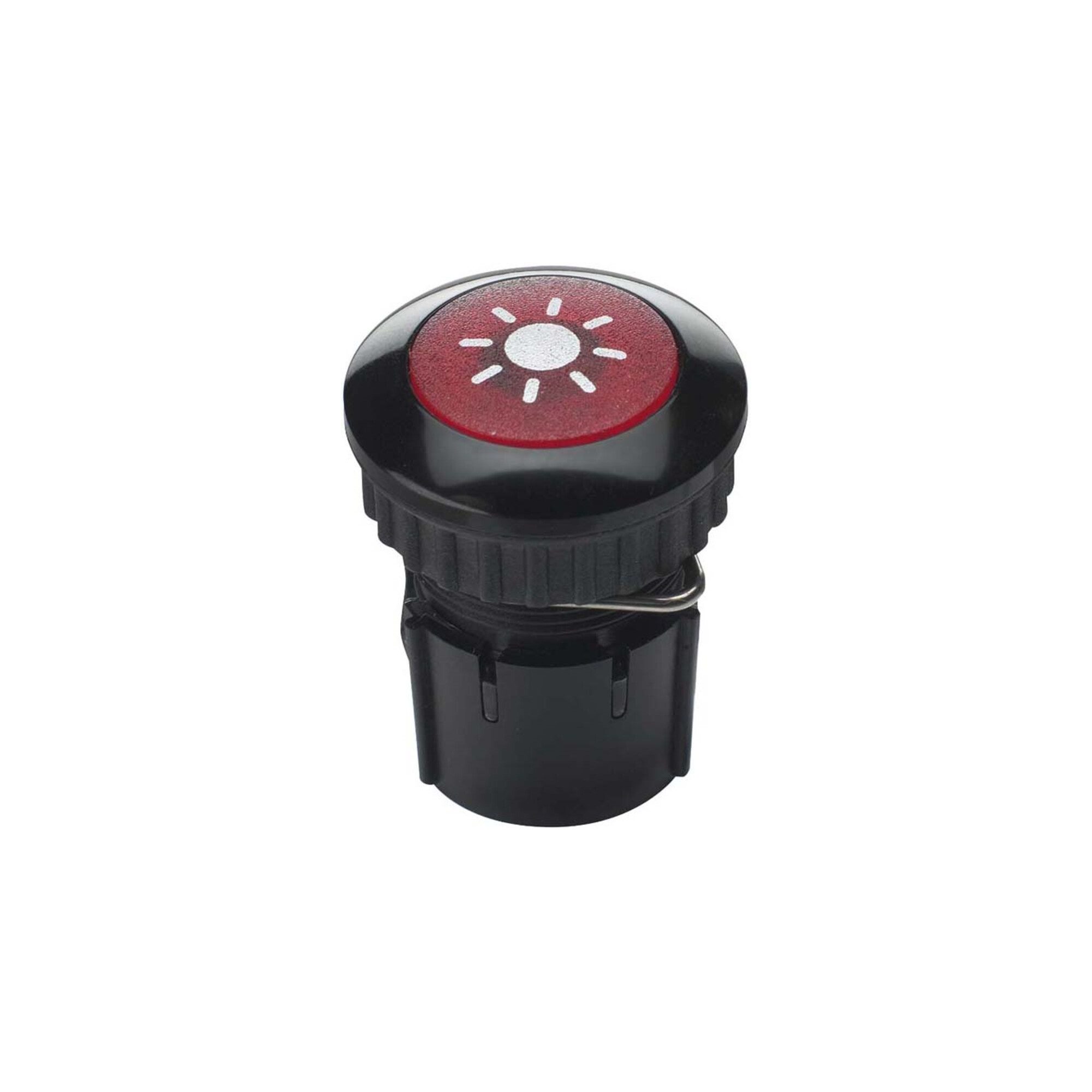 GROTHE Schalter Grothe Klingeltaster rund 14,6mm Kn.rot, Hülse alu/sw PROTACT 100 LED