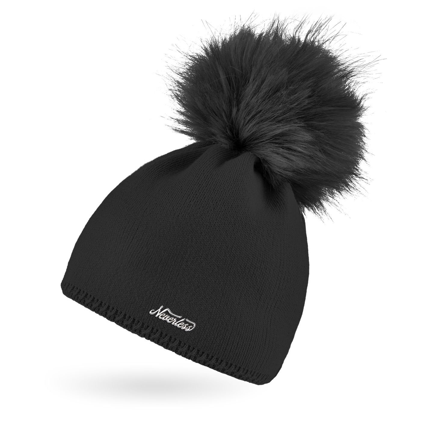 Neverless Bommelmütze Damen Strickmütze Strick-Beanie mit Bommel Winter-Mütze Bommelmütze