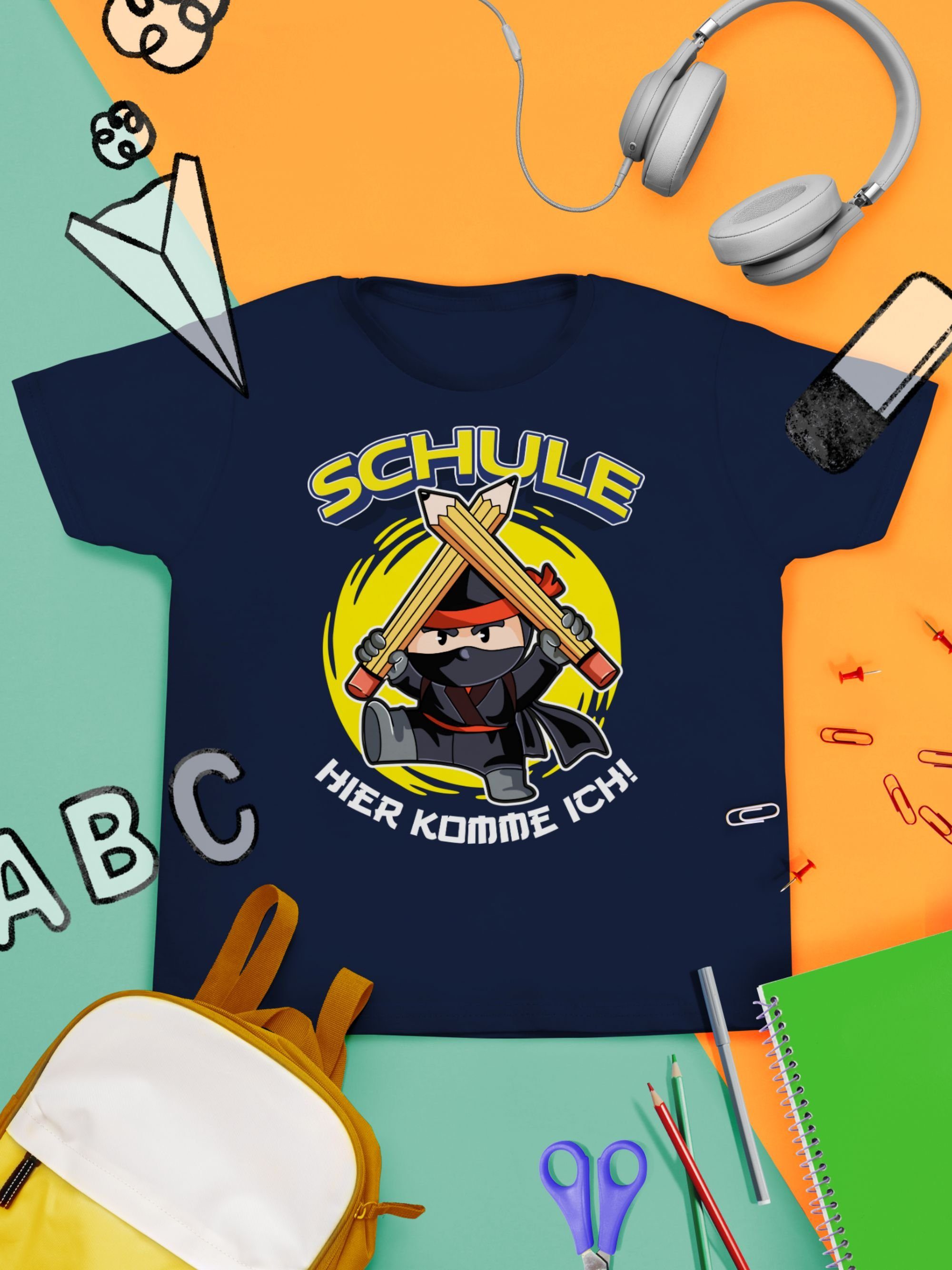 Shirtracer T-Shirt Schule Hier komme ich! Ninja Einschulung Junge Schulanfang Geschenke